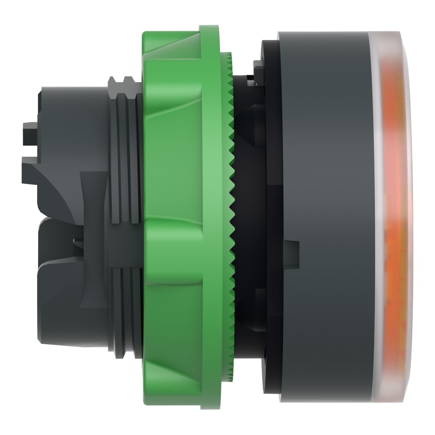 Picture of Head for illuminated push button, Harmony XB5, plastic, orange flush, 22mm, universal LED, spring return, plain lens