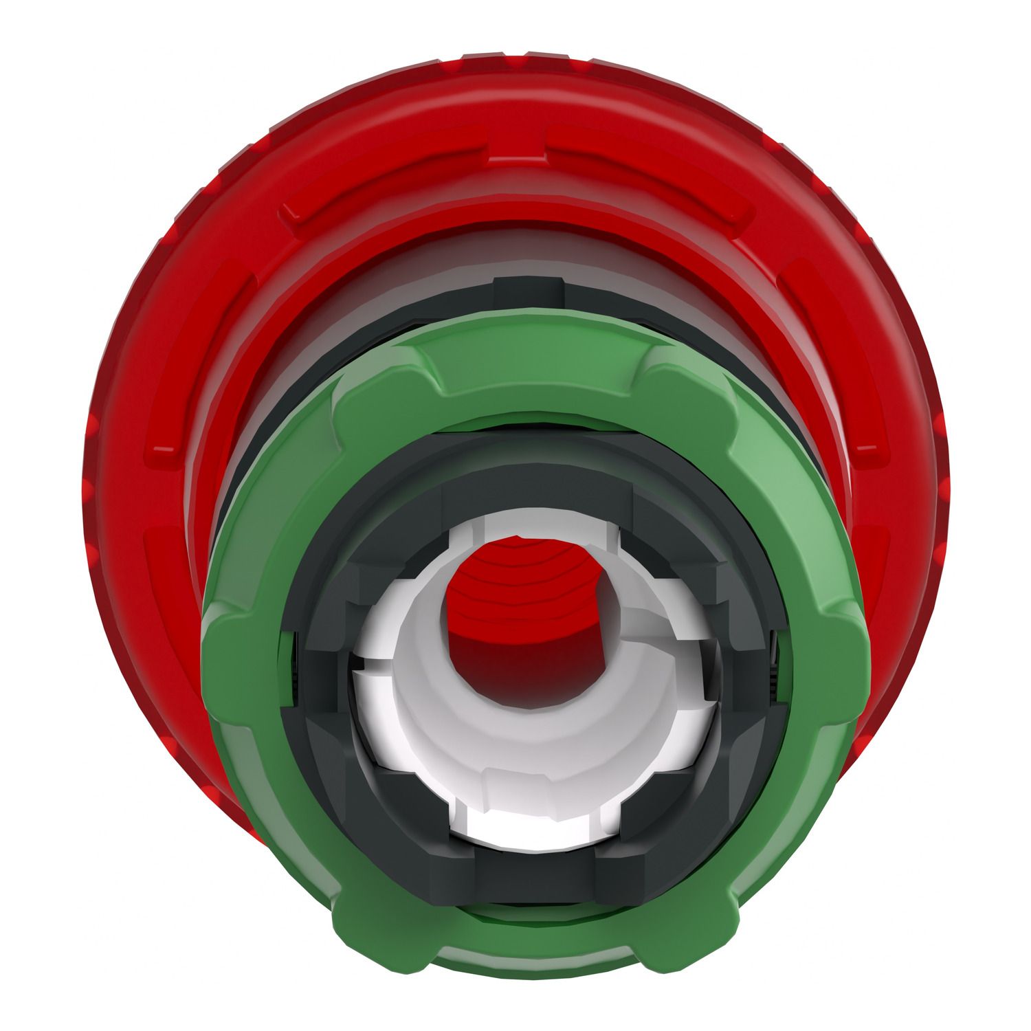 Picture of Head for illuminated emergency switching off push button, Harmony XB5, plastic, red mushroom 40mm, 22mm, universal LED, turn to release