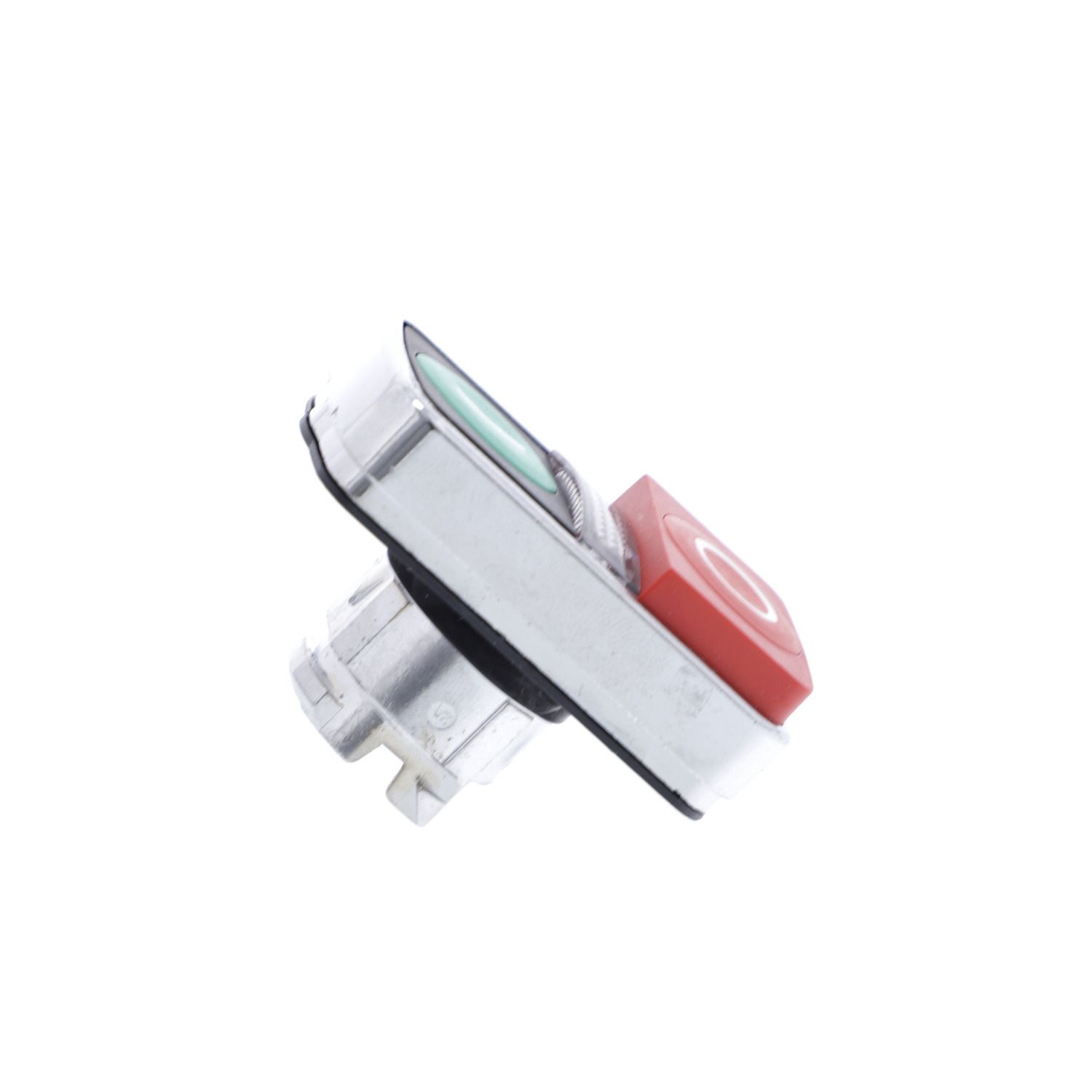 Picture of Illuminated double-headed push button head, Harmony XB4, metal, Ø22, marked, 1 green flush I + 1 pilot light + 1 red projecting O