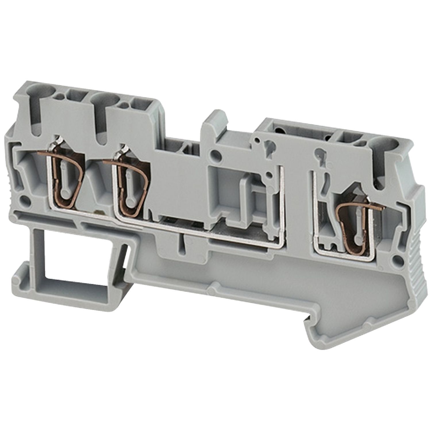 Picture of Terminal block, spring type, basic disconnect terminal, 3 points, 4mm², grey