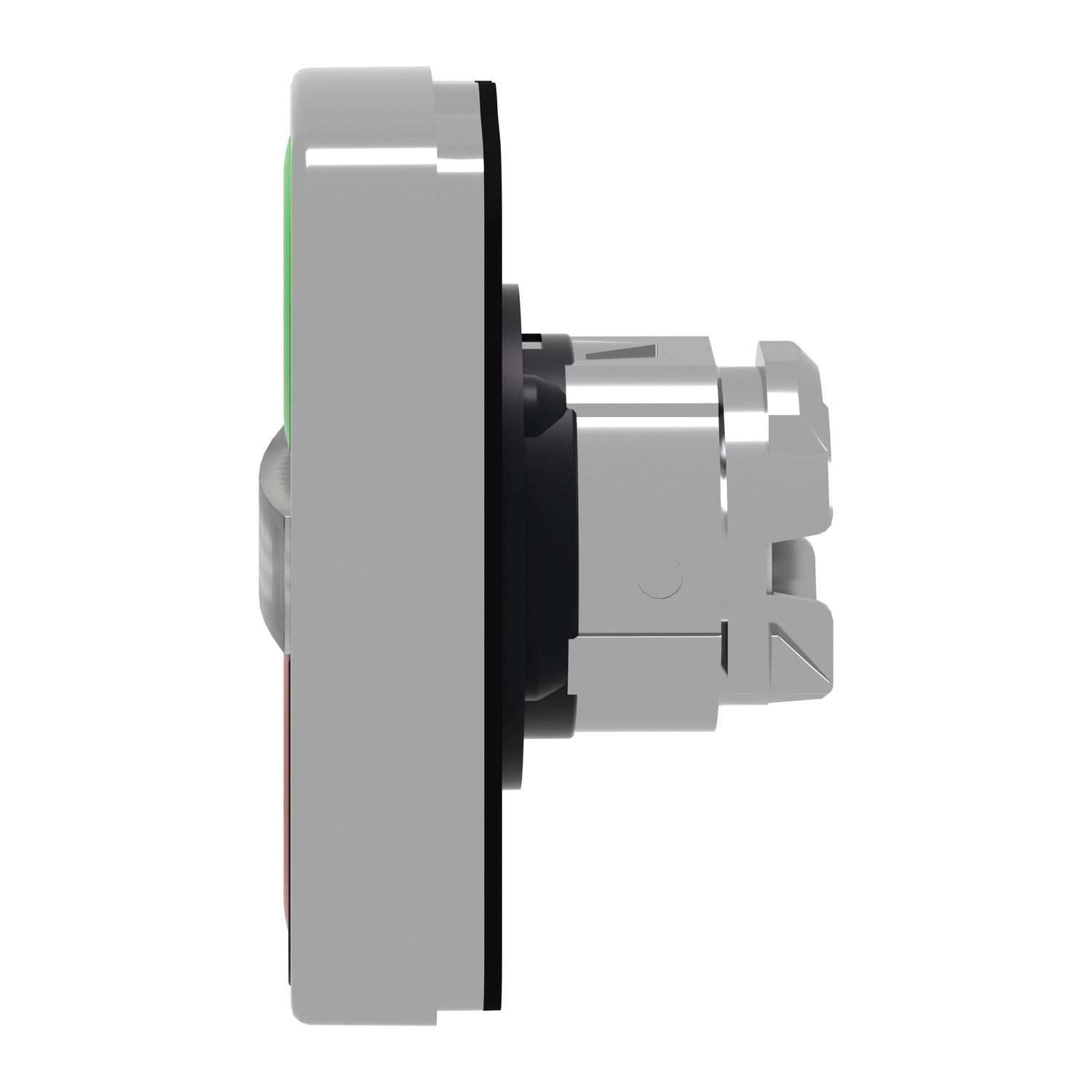 Picture of Illuminated double headed push button head, Harmony XB4, metal, 22mm, 1 green flush marked I + 1 pilot light + 1 red flush marked O
