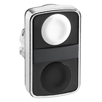 Picture of Head for double headed push button, Harmony XB4, metal, 22mm, 1 white flush unmarked+1 black flush unmarked