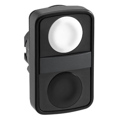 Picture of Head for double headed push button, Harmony XB5, 2 rectangular white/black flush, 22mm, spring return, unmarked