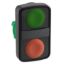 Picture of Head for double headed push button, Harmony XB5, 2 rectangular green/red flush, 22mm, spring return, unmarked