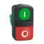 Picture of Head for double headed push button, Harmony XB5, 1 green flush, 1 red projecting, 22mm, spring return, unmarked