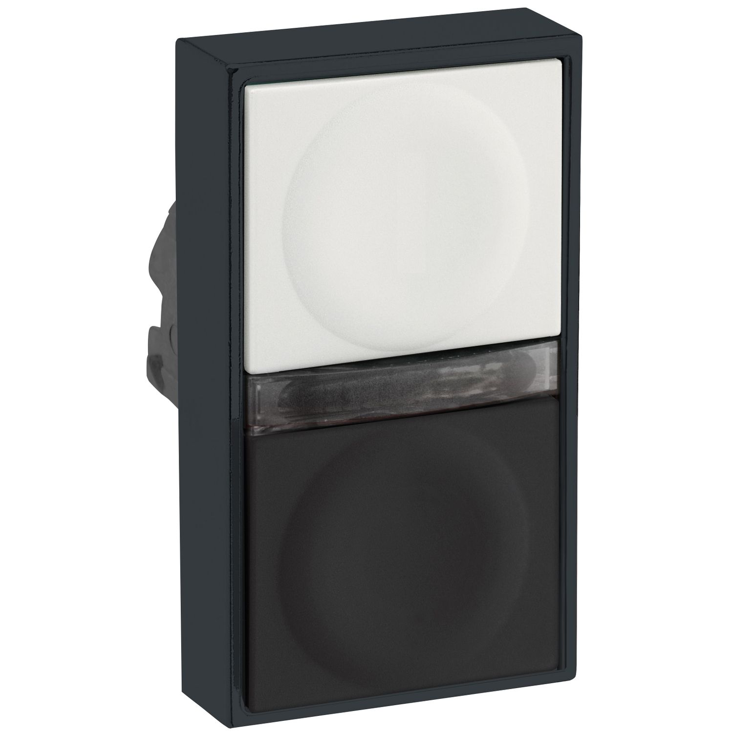 Picture of white flush/black flush illuminated double-headed pushbutton Ø22 unmarked