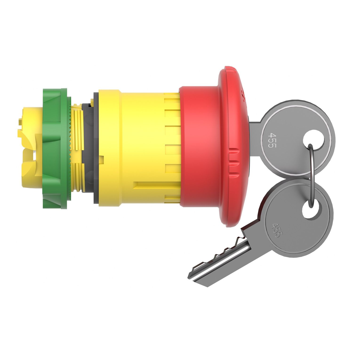 Picture of Emergency stop head, Harmony XB5, switching off, plastic, red mushroom 40mm, 22mm, trigger latching key release