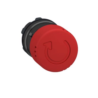 Picture of Emergency stop head, Harmony XB4, switching off, black metal, red mushroom 30mm, 22mm, trigger latching turn to release
