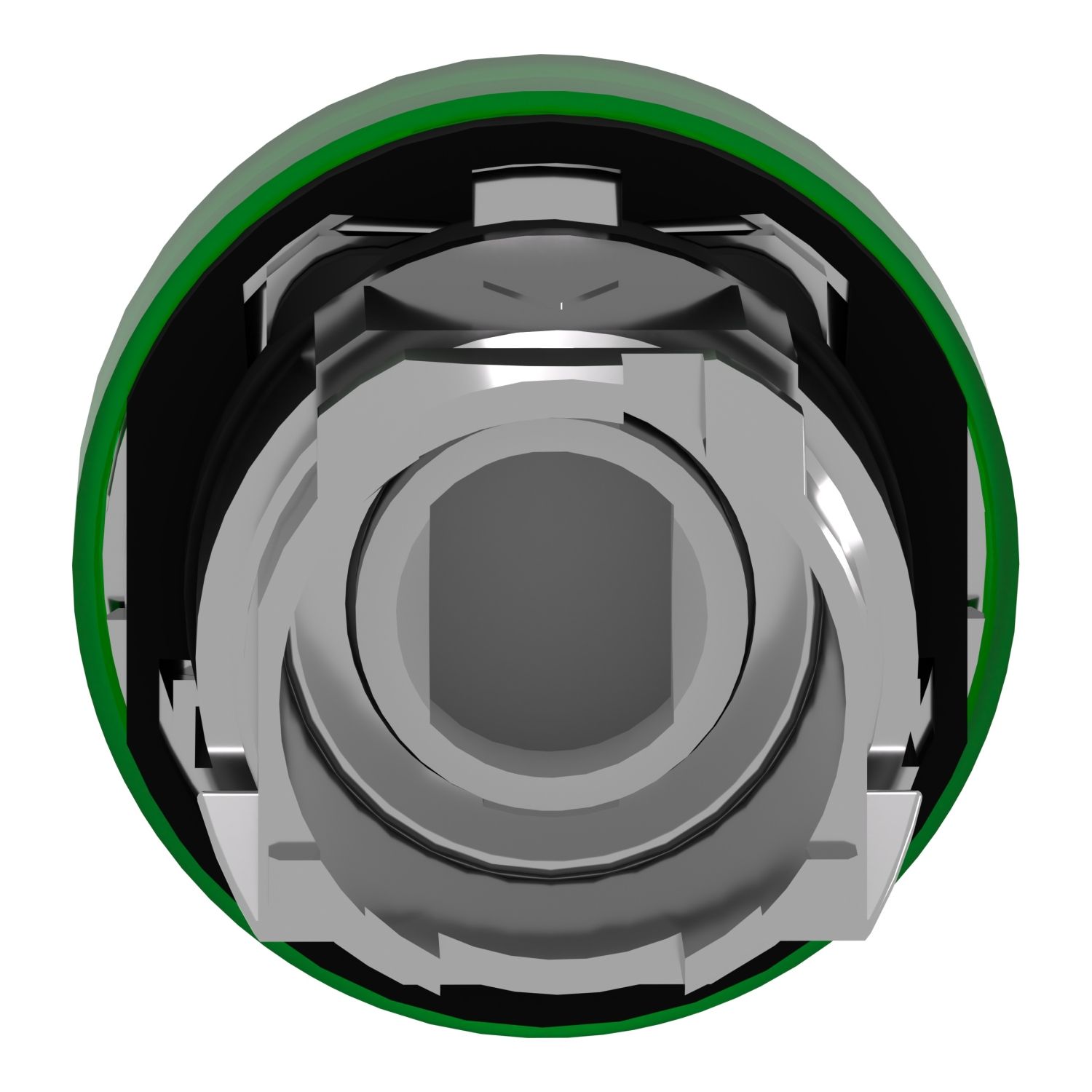 Picture of Head for Pilot light, Harmony XB4, metal, green, 22mm, universal LED, plain lens