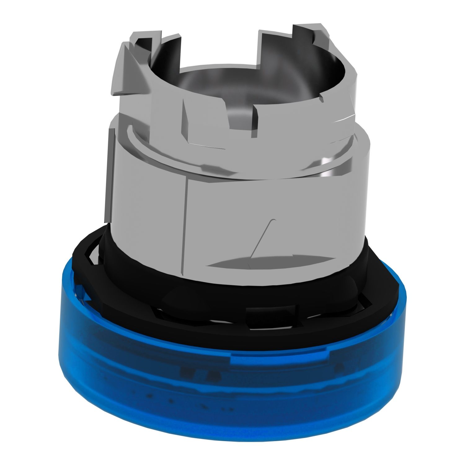 Picture of Head for Pilot light, Harmony XB4, metal, blue, 22mm, universal LED, plain lens