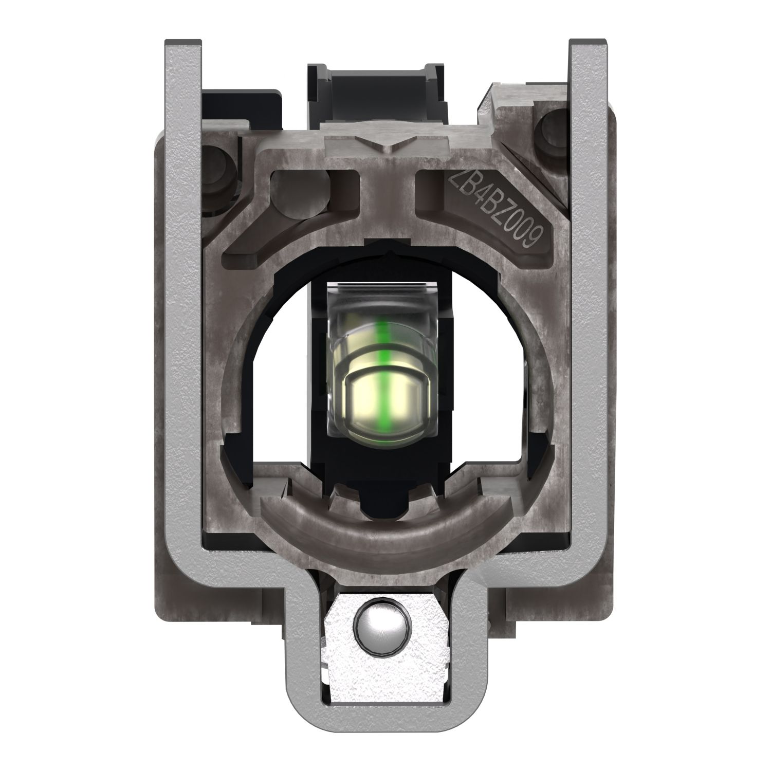 Picture of Complete body light block assembly, Harmony XB4, metal, universal LED, body fixing collar, 24V AC DC