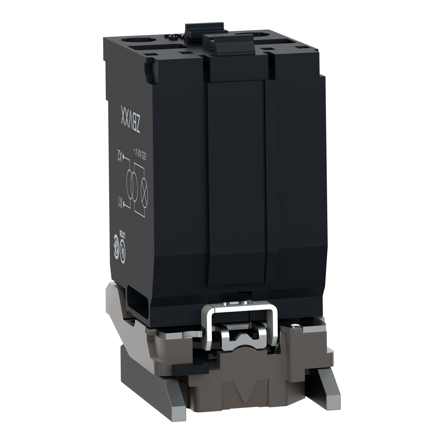 Picture of Light block with body fixing collar, Harmony XB4, metal, with BA9s bulb, 400V AC