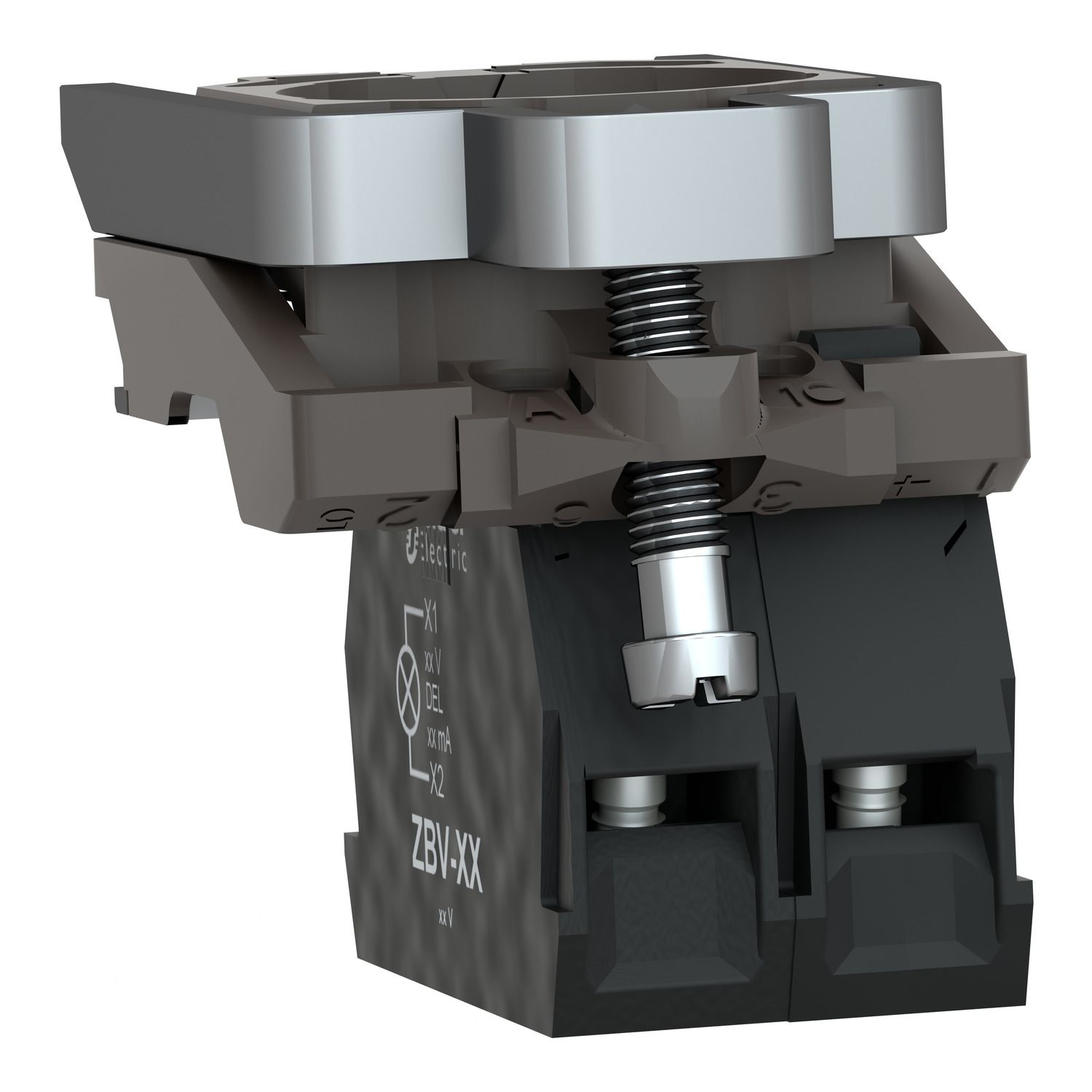 Picture of Light block with body fixing collar, Harmony XB4, metal, for BA9s bulb, lt 250V, 1NO