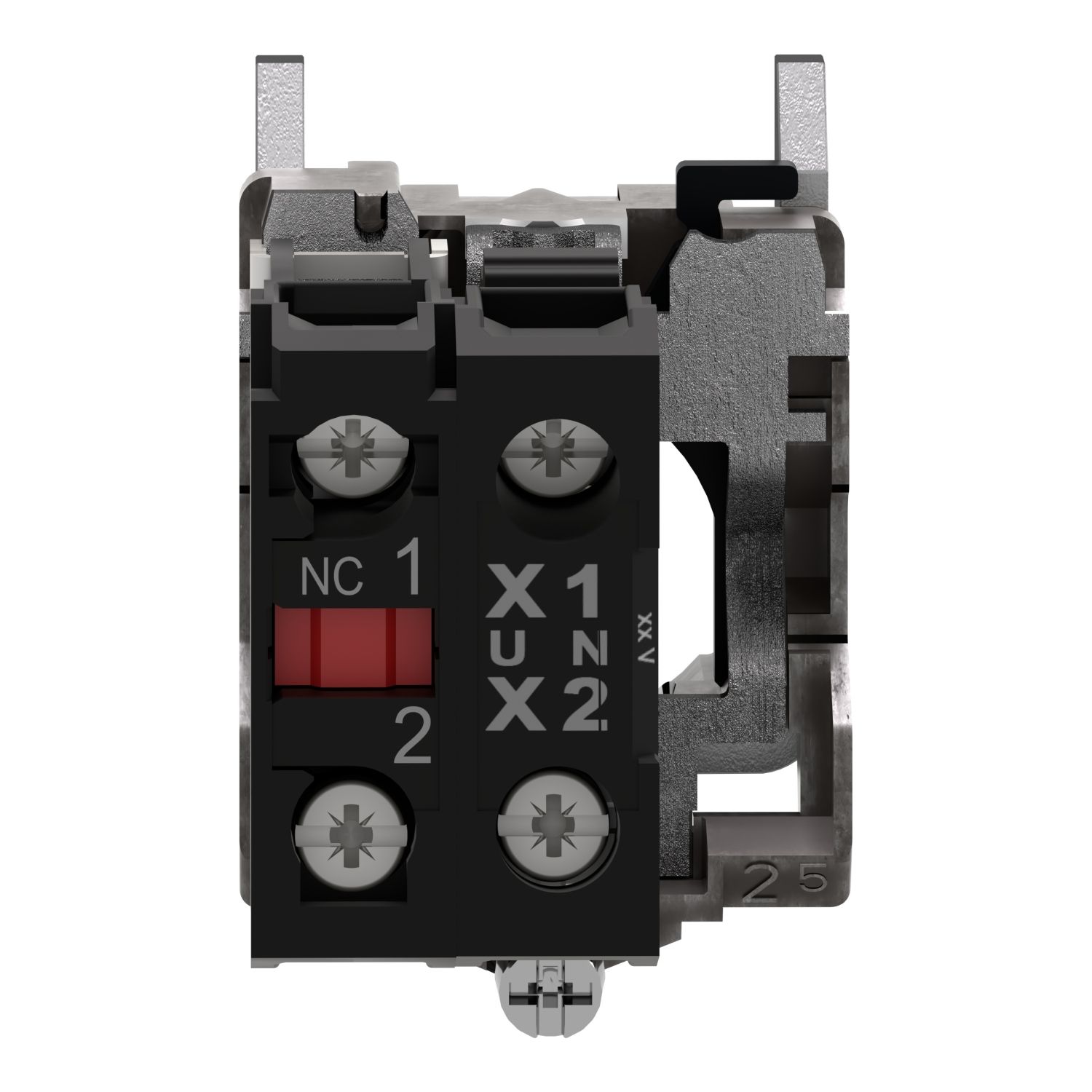 Picture of Complete body contact assembly and light block, Harmony XB4, with body fixing collar, universal LED, 24V, 1NC