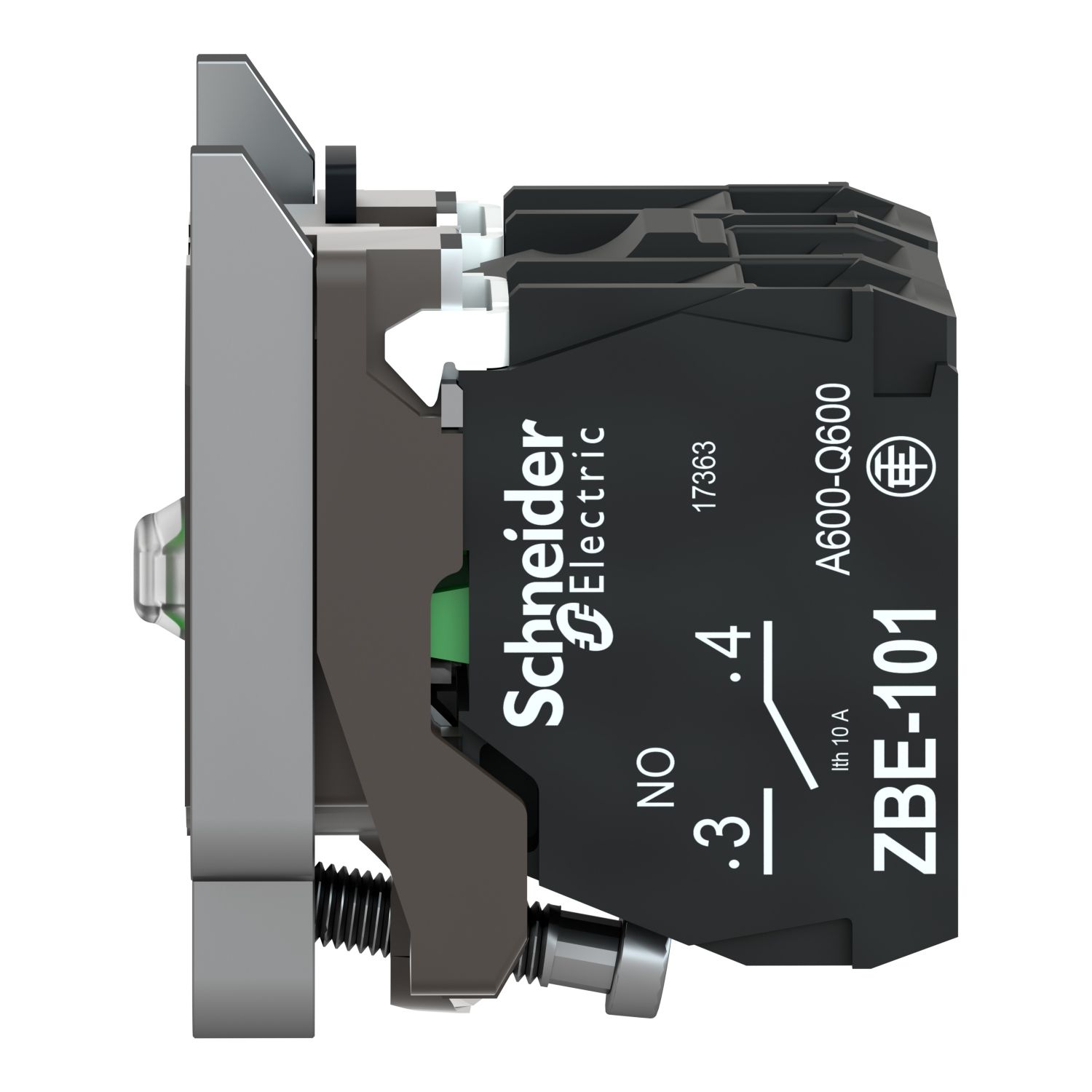 Picture of Light block with body fixing collar, Harmony XB4, metal, red, integral LED, 24V AC DC, 1NO+1NC