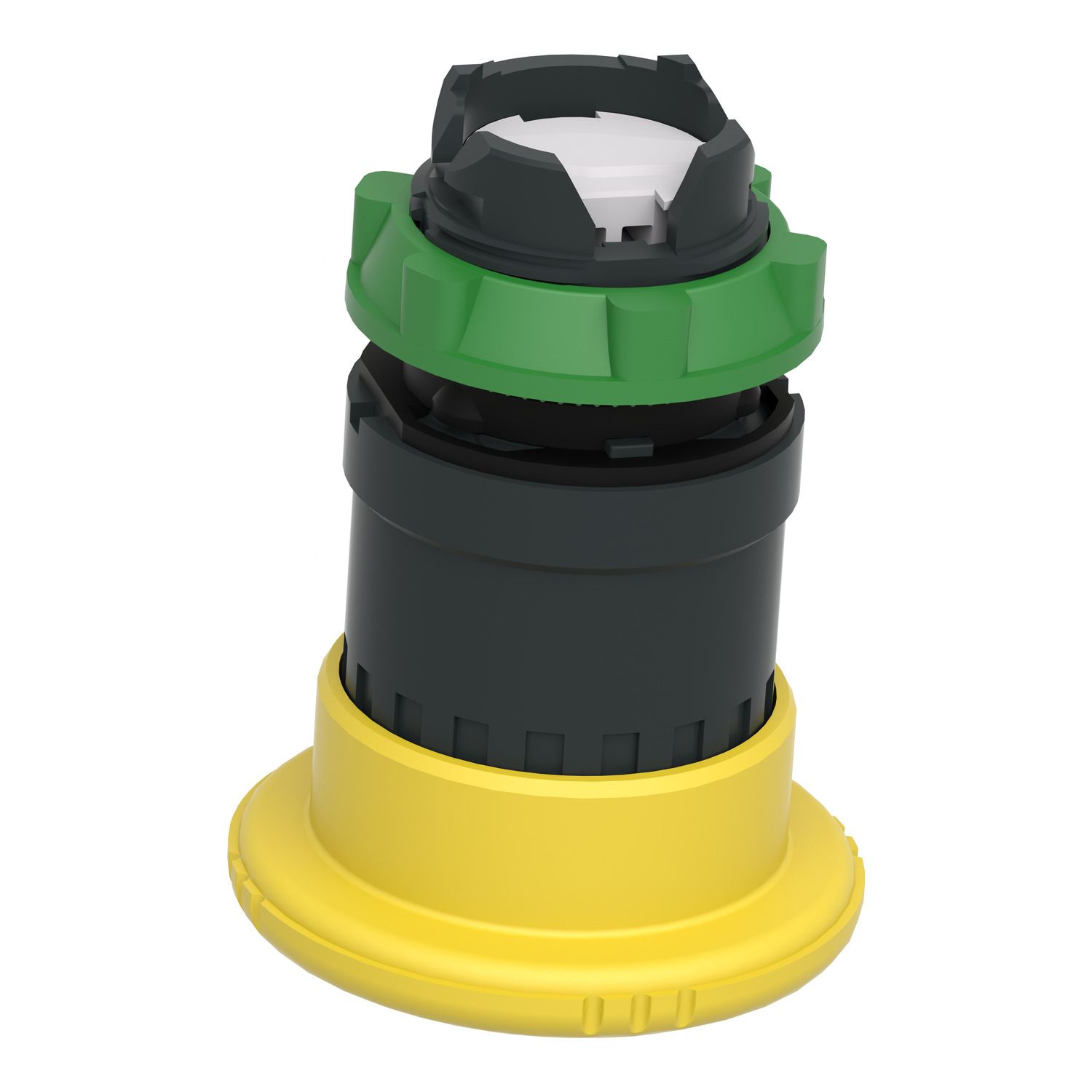 Picture of Mushroom push button head 40mm, Harmony XB5, plastic, yellow, 22mm, latching turn realease