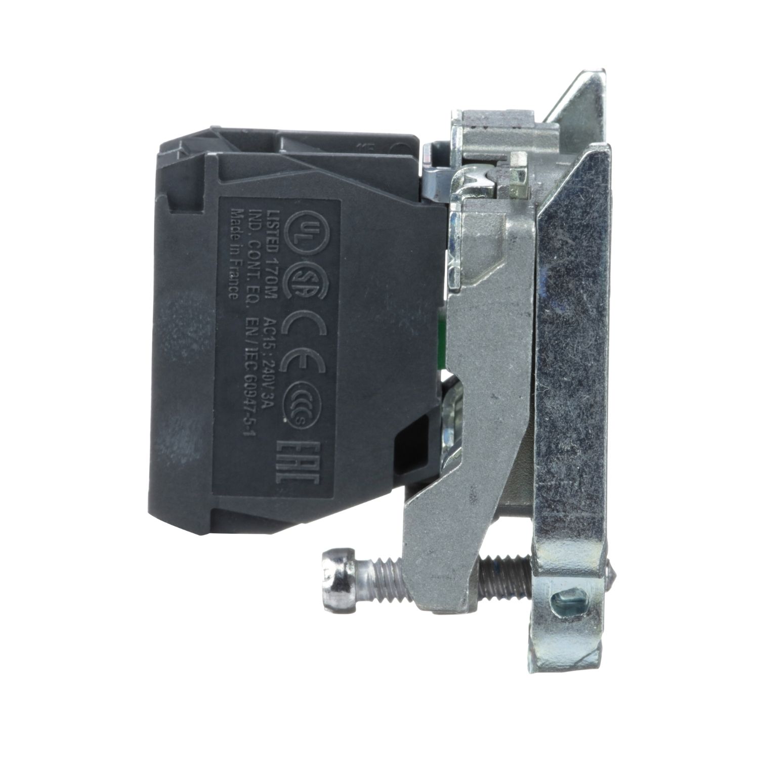 Picture of Single contact block with body fixing collar, Harmony XB4, metal, screw clamp terminal, 1NO