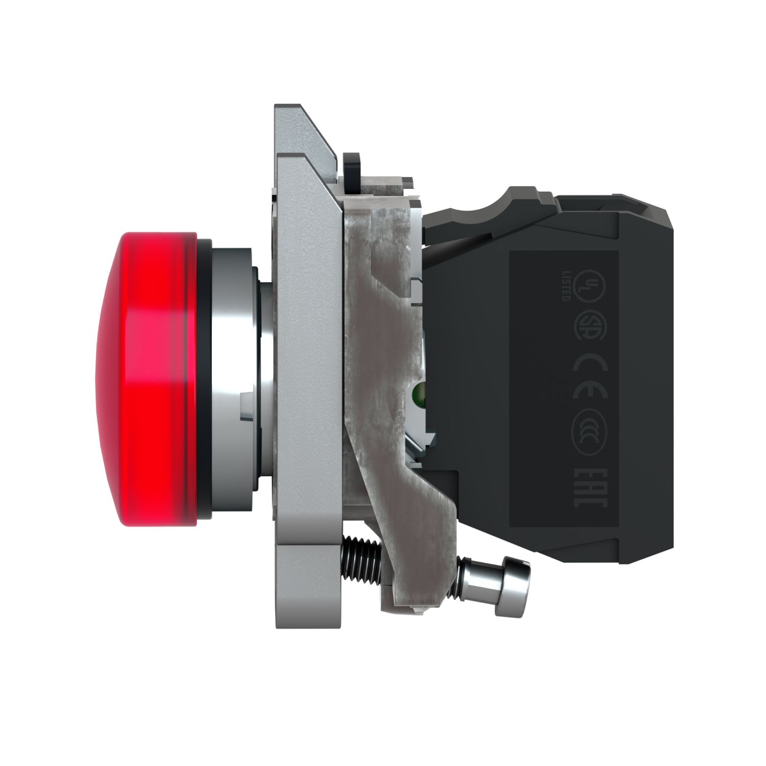Picture of Pilot light, Harmony XB4, grey plastic, red, 22mm, universal LED, plain lens, 24V AC DC
