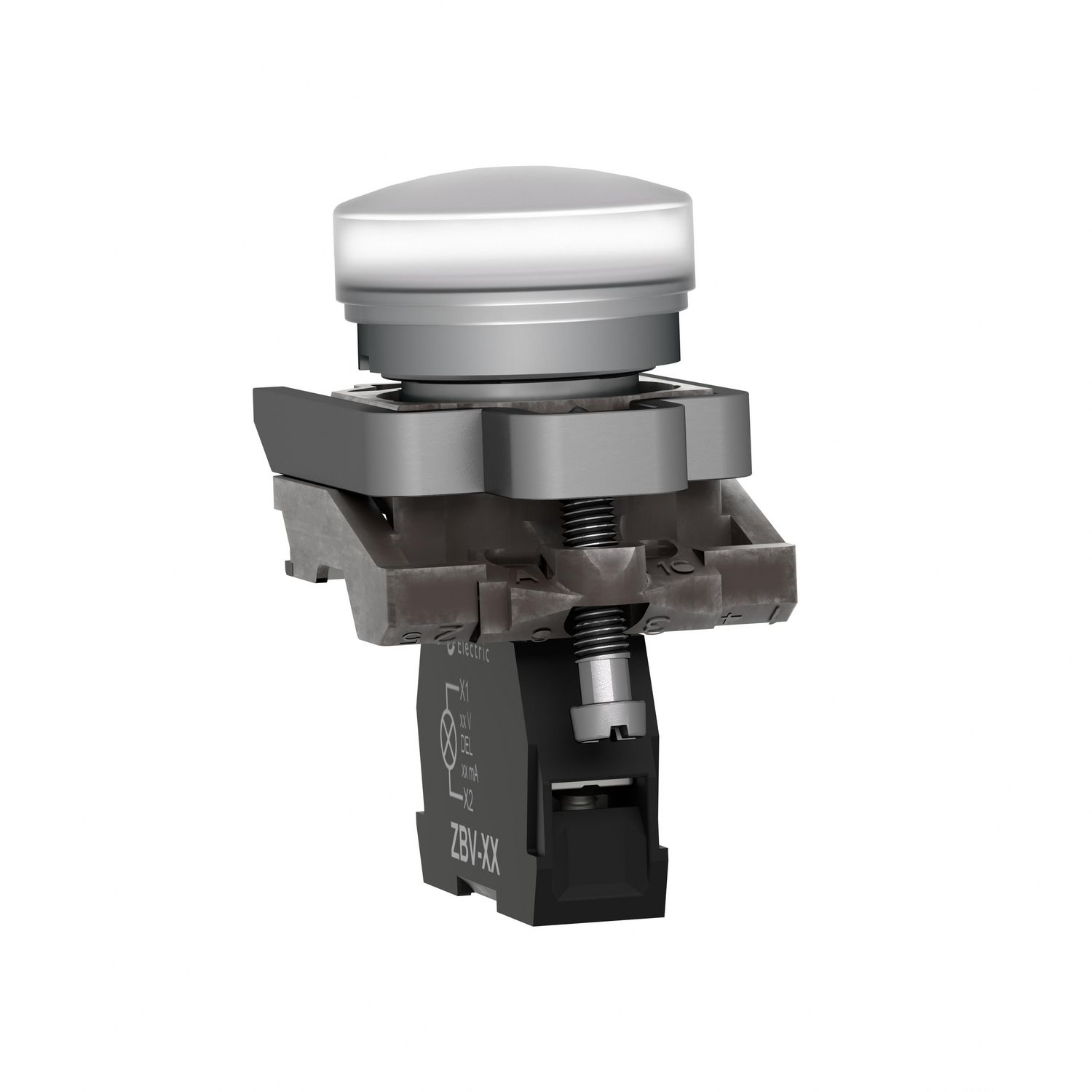 Picture of Pilot light, Harmony XB4,metal, white, 22mm, universal LED, plain lens, 110...120V AC