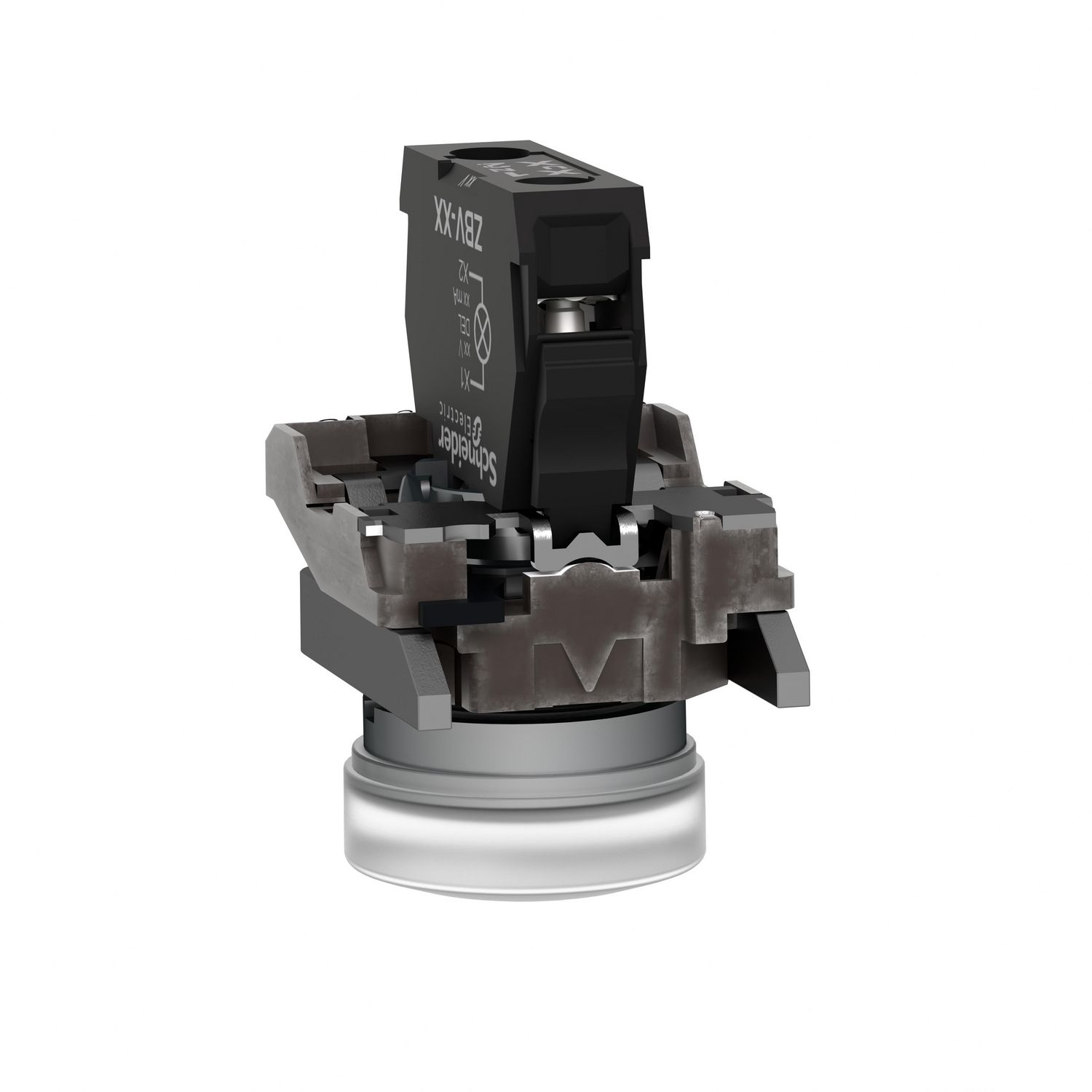 Picture of Pilot light, Harmony XB4,metal, white, 22mm, universal LED, plain lens, 110...120V AC