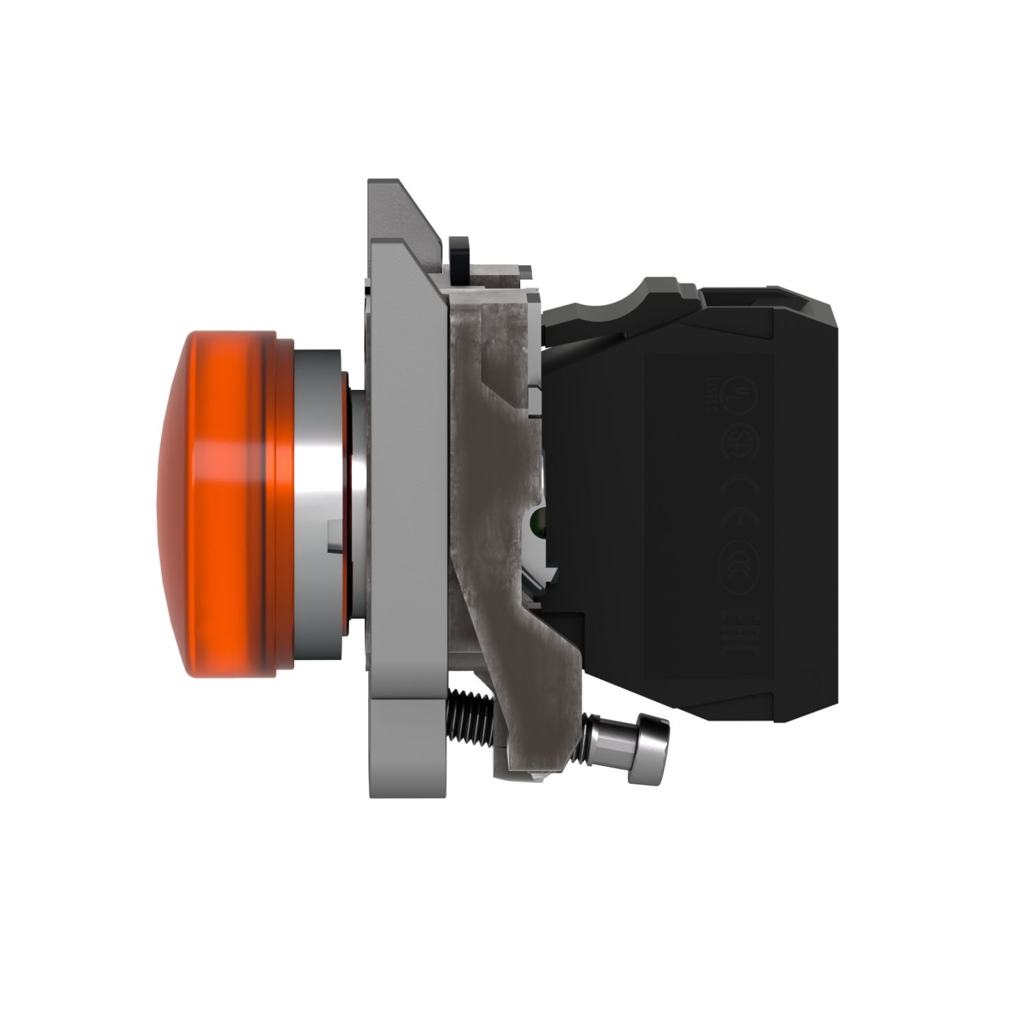 Picture of Pilot light, Harmony XB4,metal, orange, 22mm, universal LED, plain lens, 110...120V AC