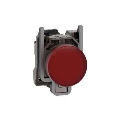 Picture of Pilot light, Harmony XB4, grey plastic, red, 22mm, universal LED, plain lens, 230...240V AC