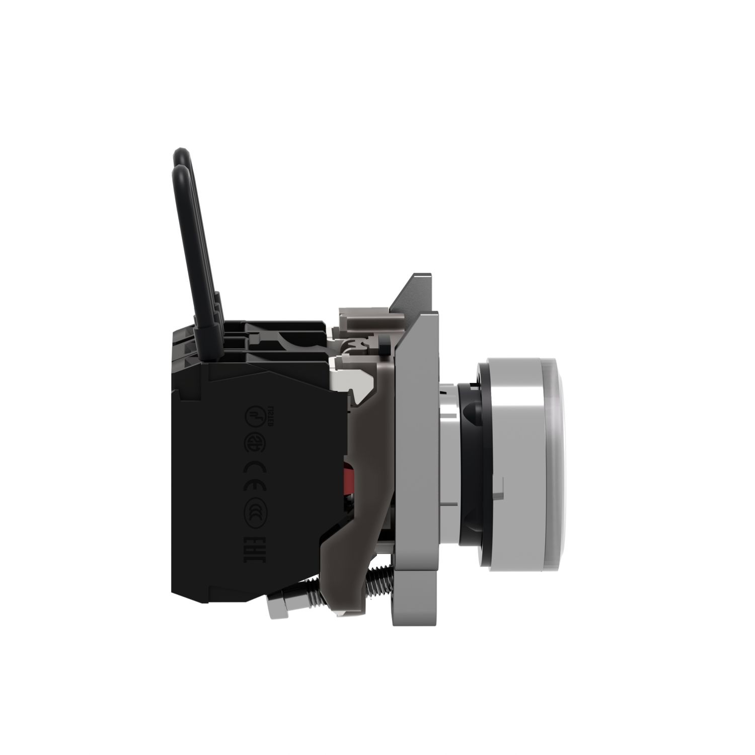 Picture of Push-to-test pilot light, Harmony XB4, metal, white, universal LED, screw clamp terminals, 24V