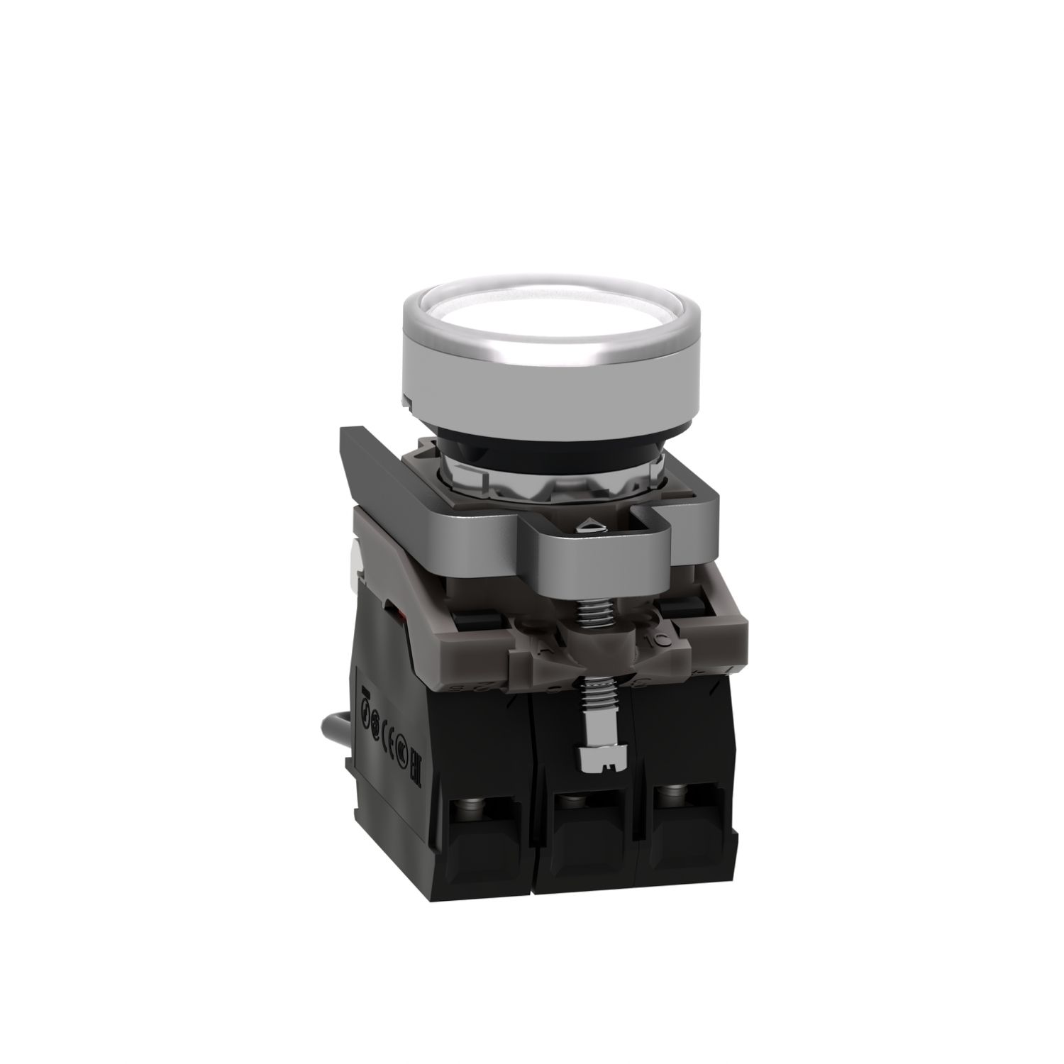 Picture of Push-to-test pilot light, Harmony XB4, metal, white, universal LED, screw clamp terminals, 110...120V