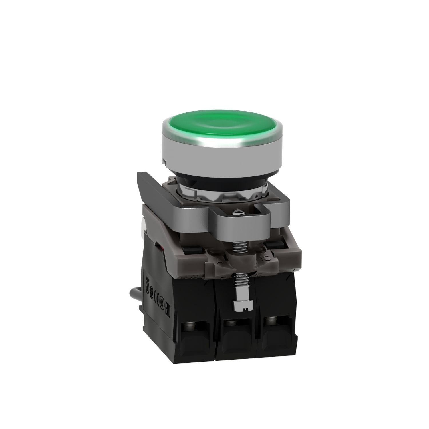 Picture of Push to test pilot light, Harmony XB4, metal, green, 22mm, universal LED, 24V