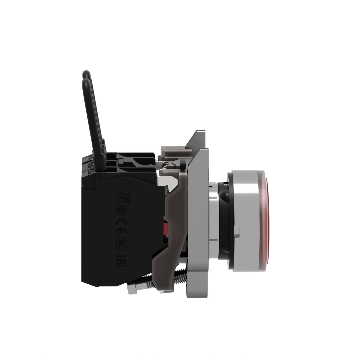 Picture of Push-to-test pilot light, Harmony XB4, metal, red, universal LED, screw clamp terminals, 110...120V