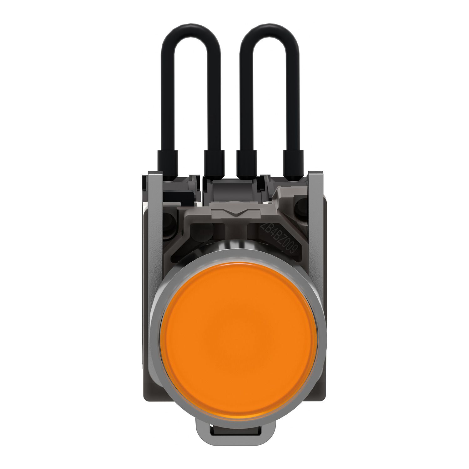 Picture of Push-to-test pilot light, Harmony XB4, metal, orange, universal LED, screw clamp terminals, 24V