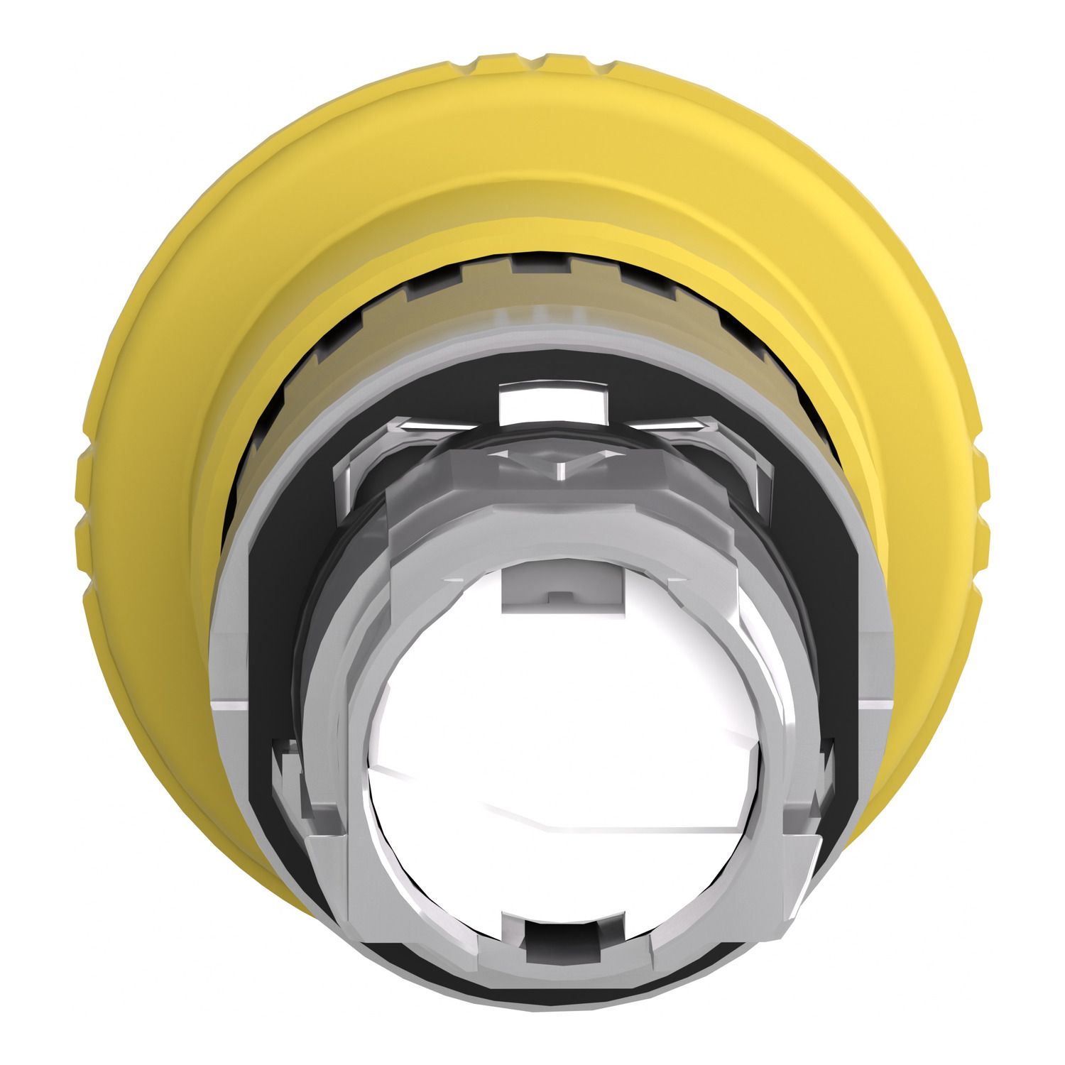Picture of Head for non illuminated push button, Harmony XB4, Mushroom push button head 40mm, armony XB4, metal, yellow, 22mm, latching turn realease