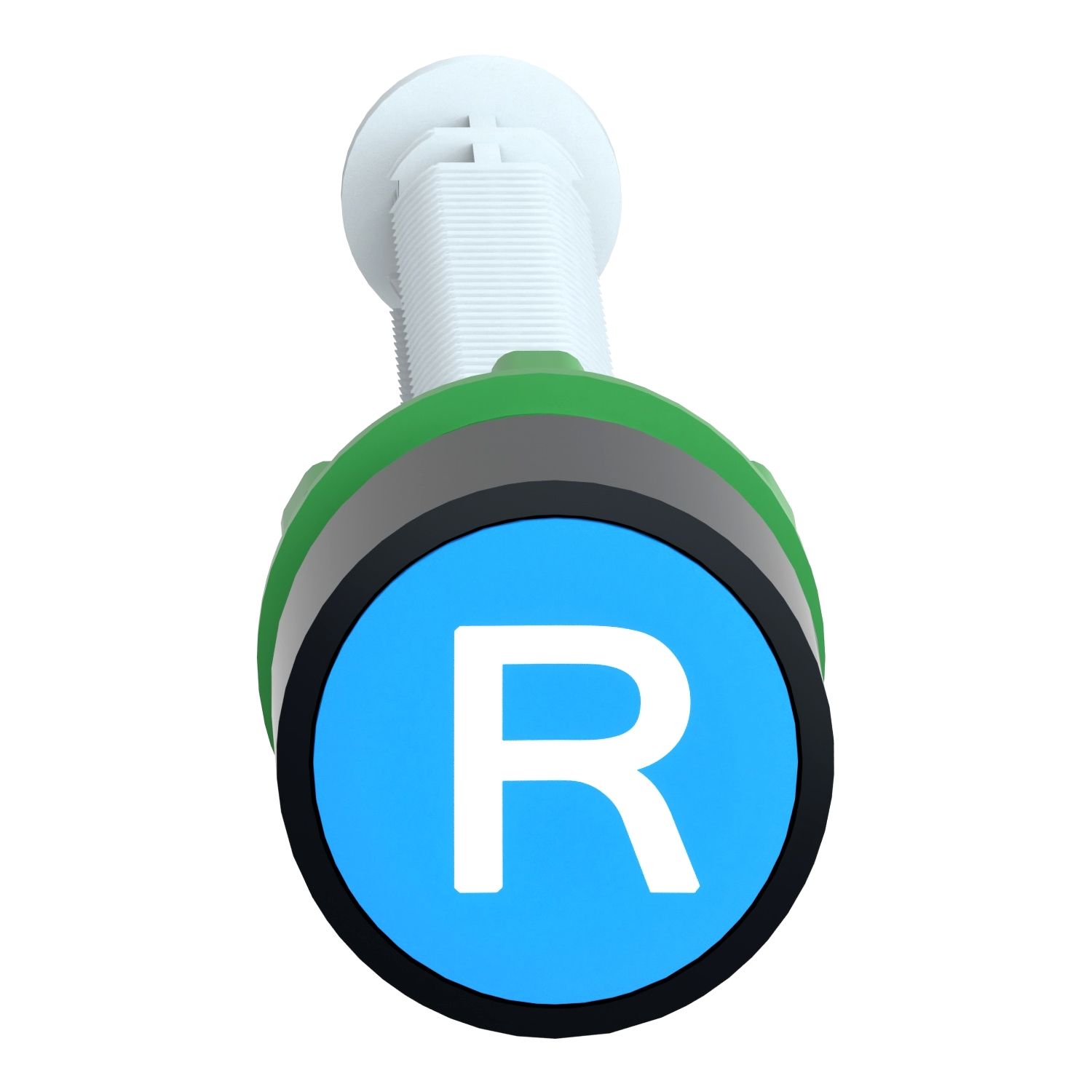 Picture of Manual overload reset push button, Harmony XB5, plastic, for 120...257mm actuation distance, flush, blue, 22mm, marked R