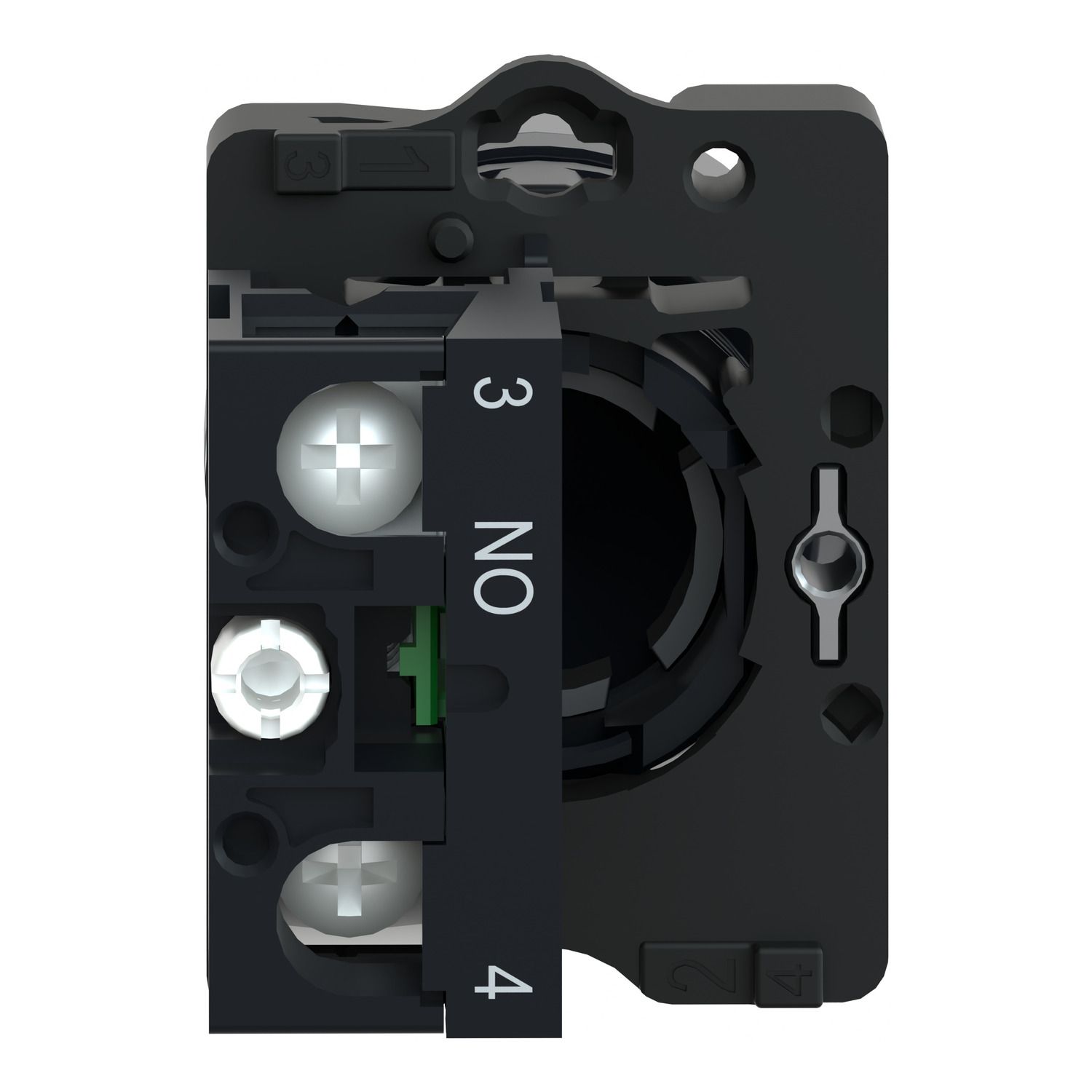 Picture of Complete push button, Easy Harmony XA2, plastic, flush, green, 22mm, spring return, marked I, 1NO