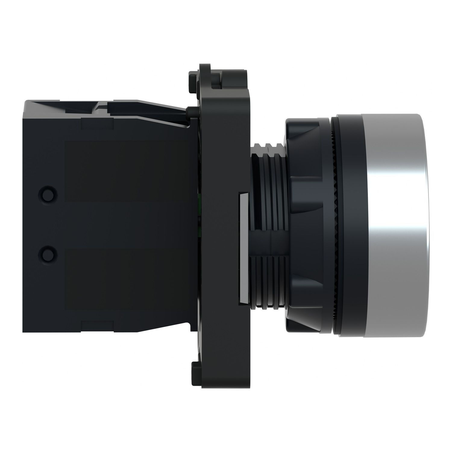 Picture of Complete push button, Easy Harmony XA2, plastic, flush, green, 22mm, spring return, marked I, 1NO