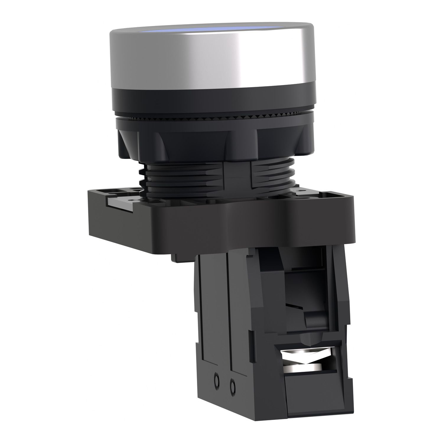 Picture of Complete push button, Easy Harmony XA2, plastic, flush, blue, 22mm, spring return, unmarked, 1NO