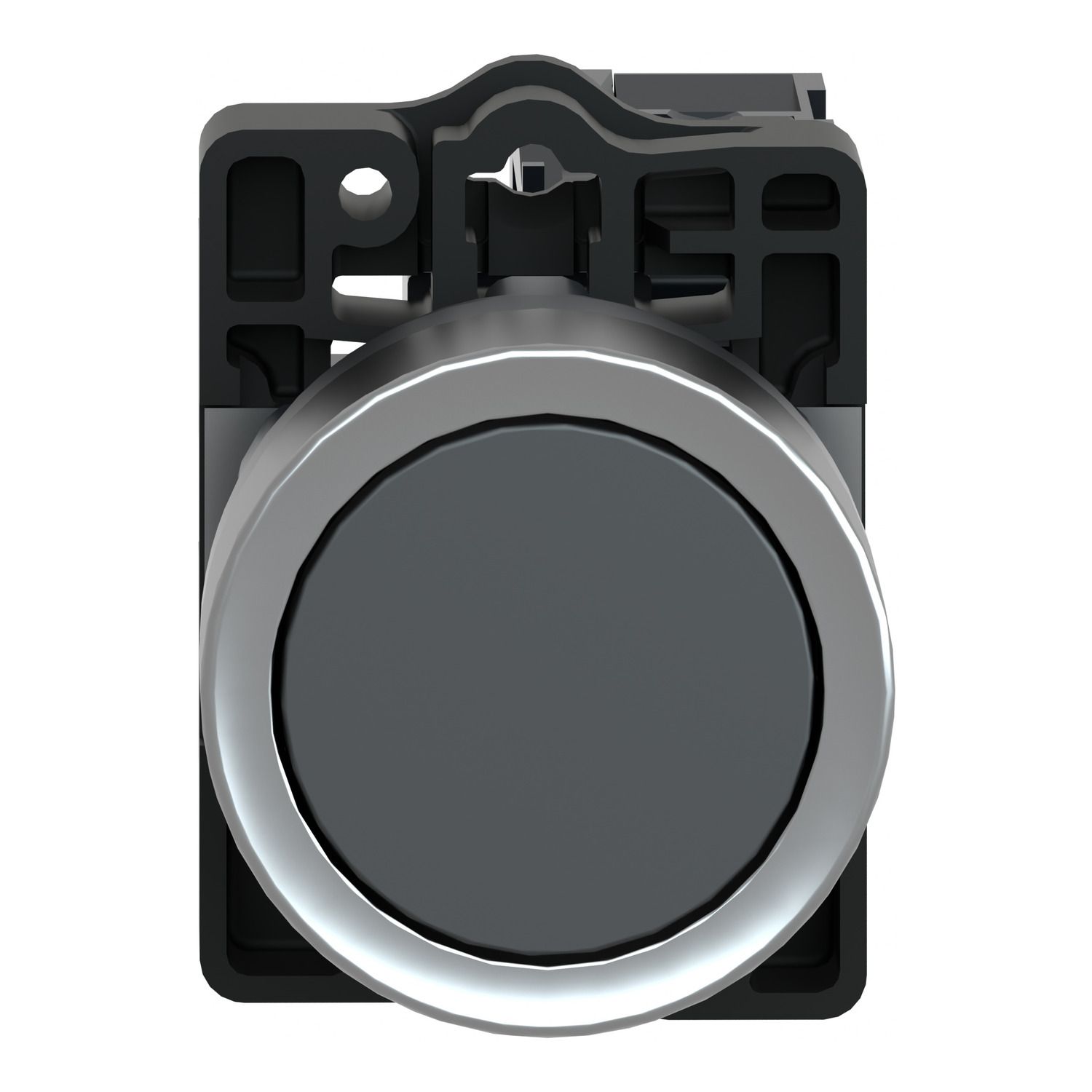 Picture of Complete push button, Easy Harmony XA2, plastic, flush, black, 22mm, push push, unmarked, 1NO