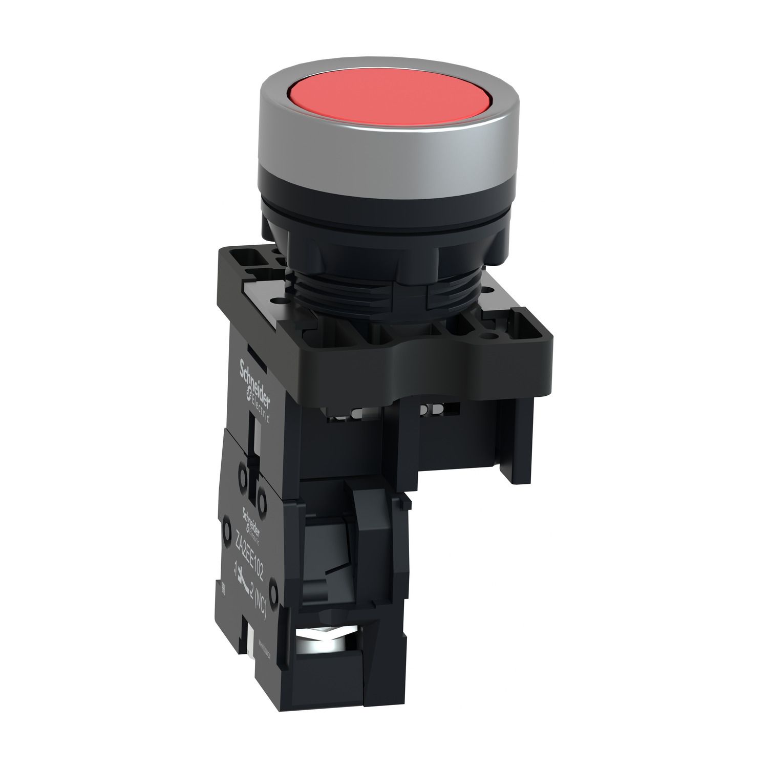 Picture of Complete push button, Easy Harmony XA2, plastic, flush, red, 22mm, push push, unmarked, 1NC