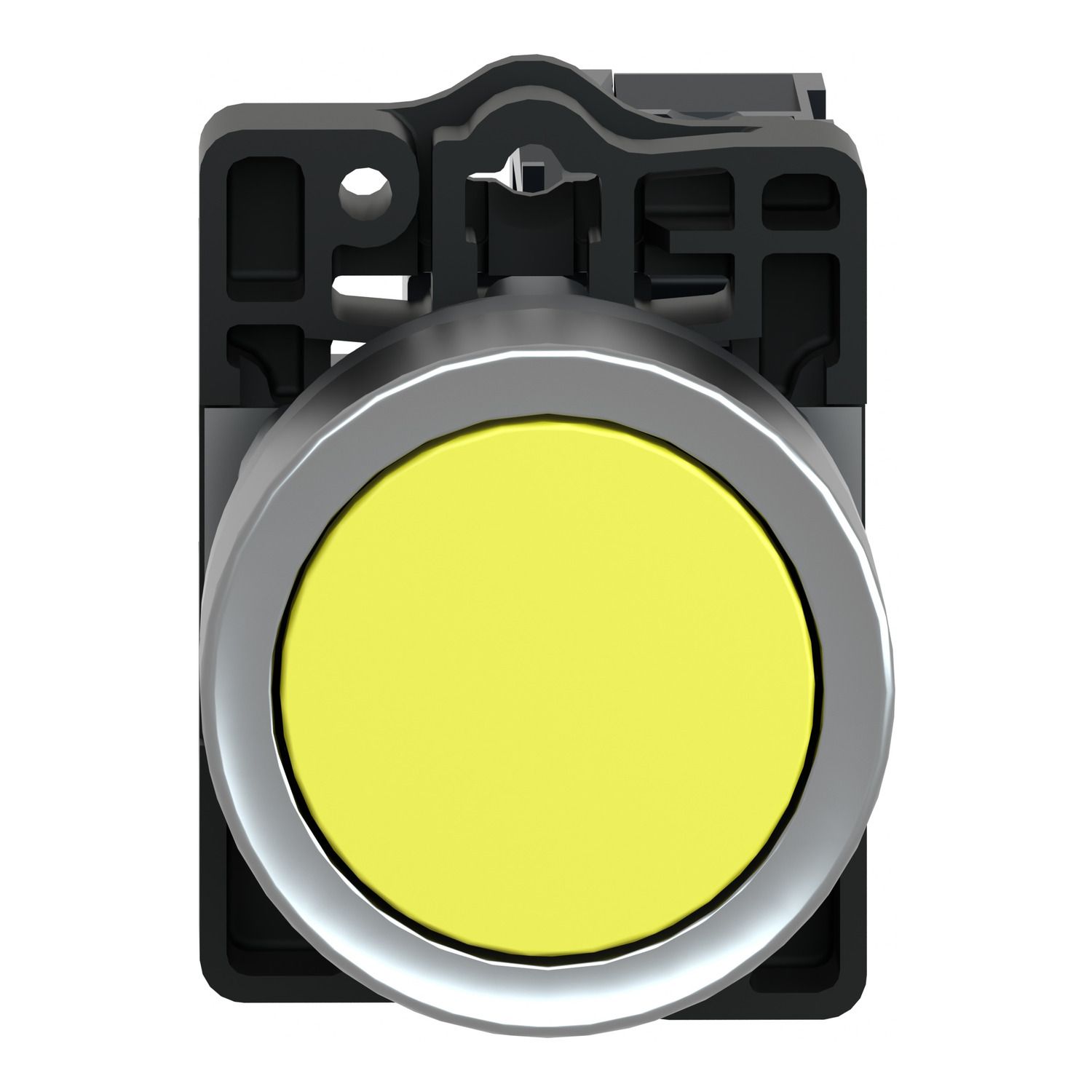Picture of Complete push button, Easy Harmony XA2, plastic, flush, yellow, 22mm, push push, unmarked, 1NO