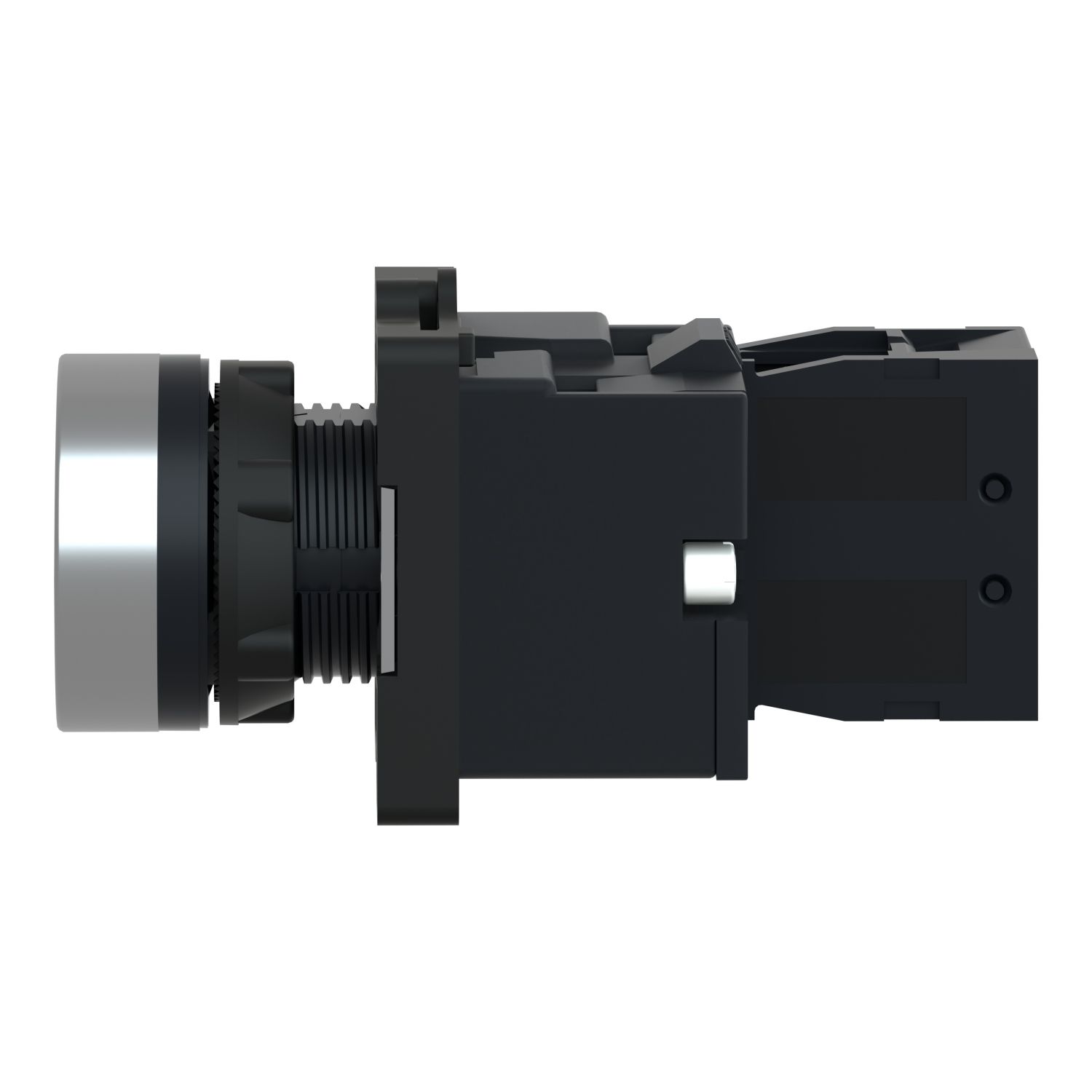 Picture of Complete illuminated push button, Easy Harmony XA2, plastic, flush, red, 22mm, spring return, 24V AC DC, 1NC