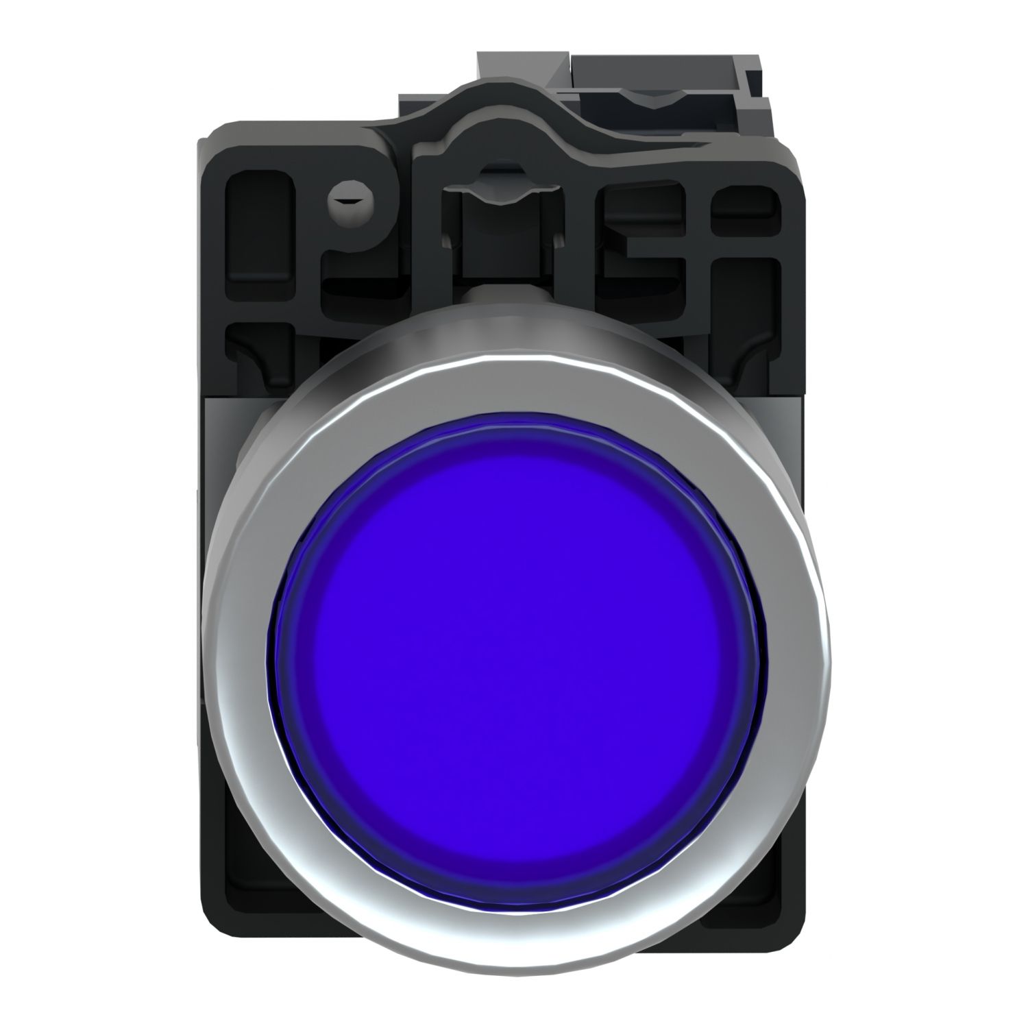 Picture of Complete illuminated push button, Easy Harmony XA2, plastic, flush, blue, 22mm, spring return, 220V AC, 1NO