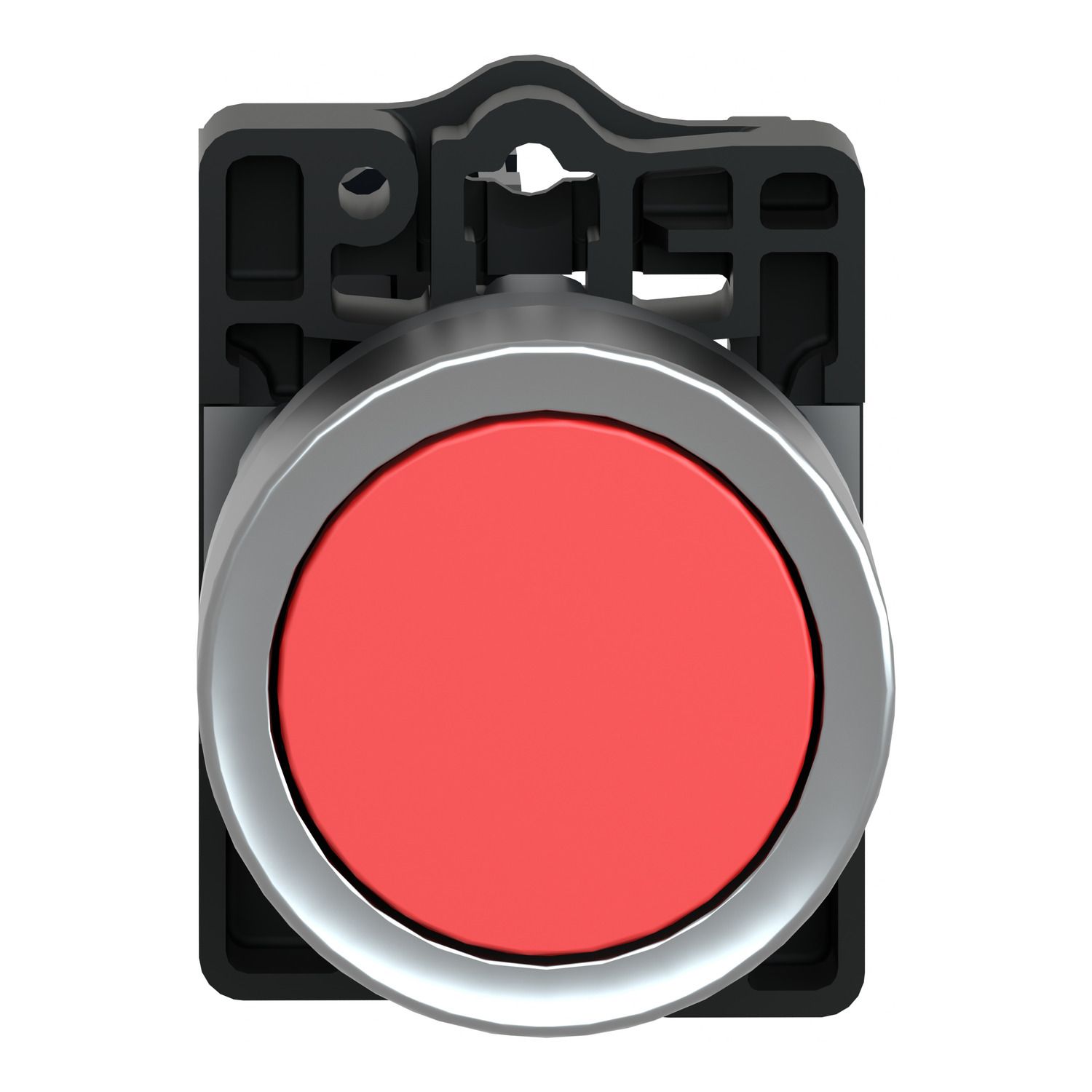 Picture of Complete push button, Easy Harmony XA2, plastic, flush, red, 22mm, spring return, unmarked, 1NC