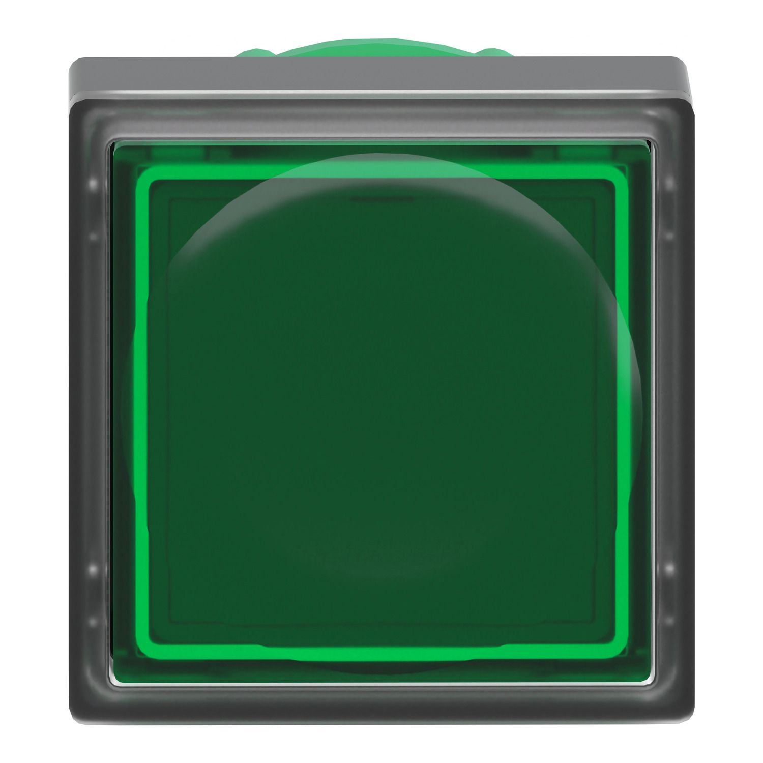 Picture of Head for illuminated push button, Harmony XB5, green square square flush, 22mm, universal LED, for insertion of legend