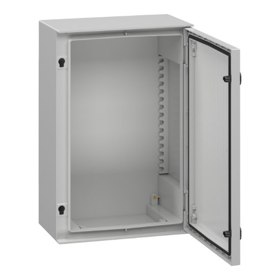 Picture of Wall mounted polyester enclosure, Thalassa, Thalassa PLM, plain door, 647x436x250mm, IP66, IK10, RAL 7035