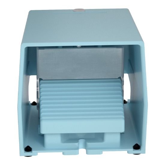 Picture of Single foot switch, Harmony XPE, metal, blue, with cover, trigger mechanism, 1 step, 2 contacts 1NC+NO, IP66