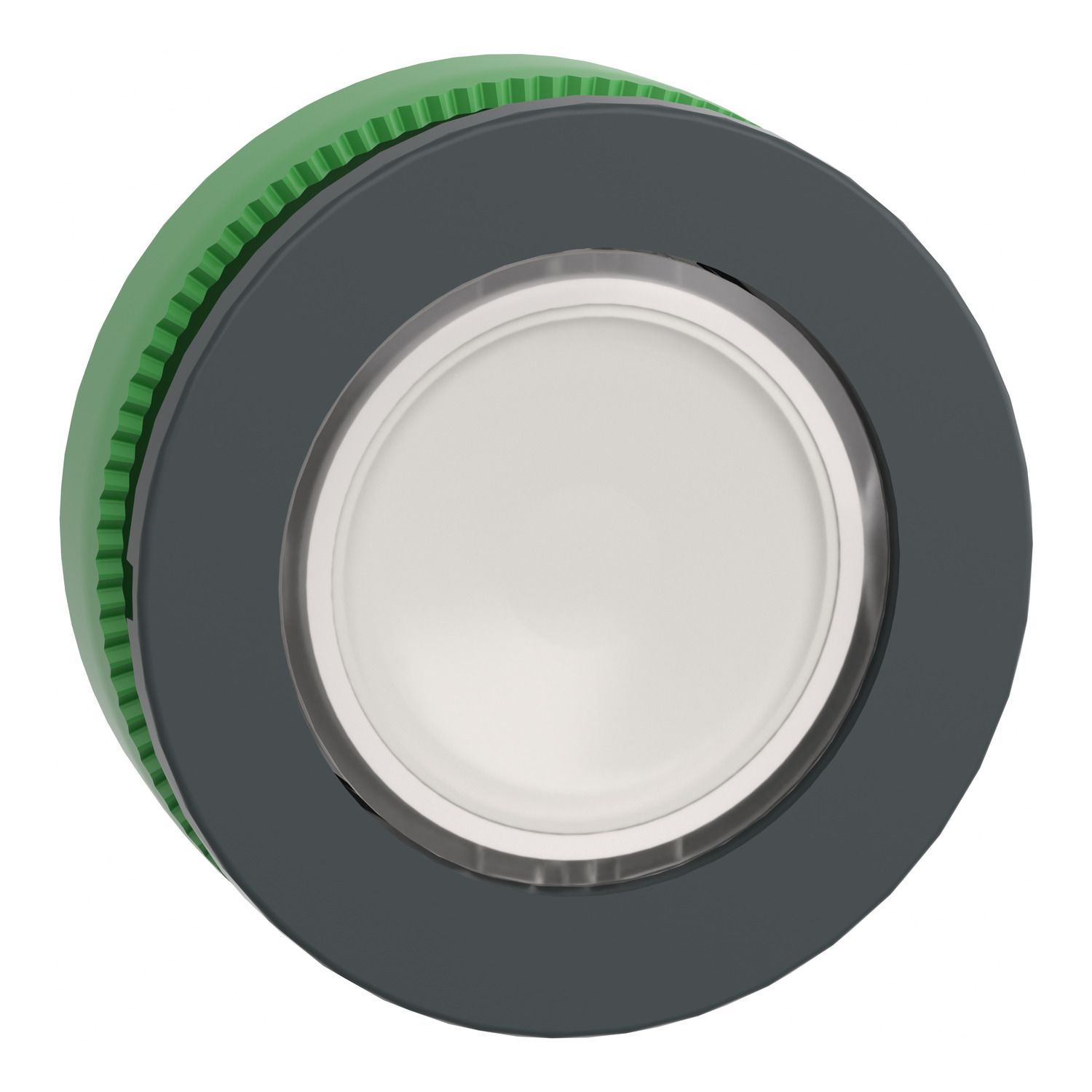 Picture of Head for illuminated push button, Harmony XB5, antimicrobial, plastic, white, 30mm, universal LED, plain lens