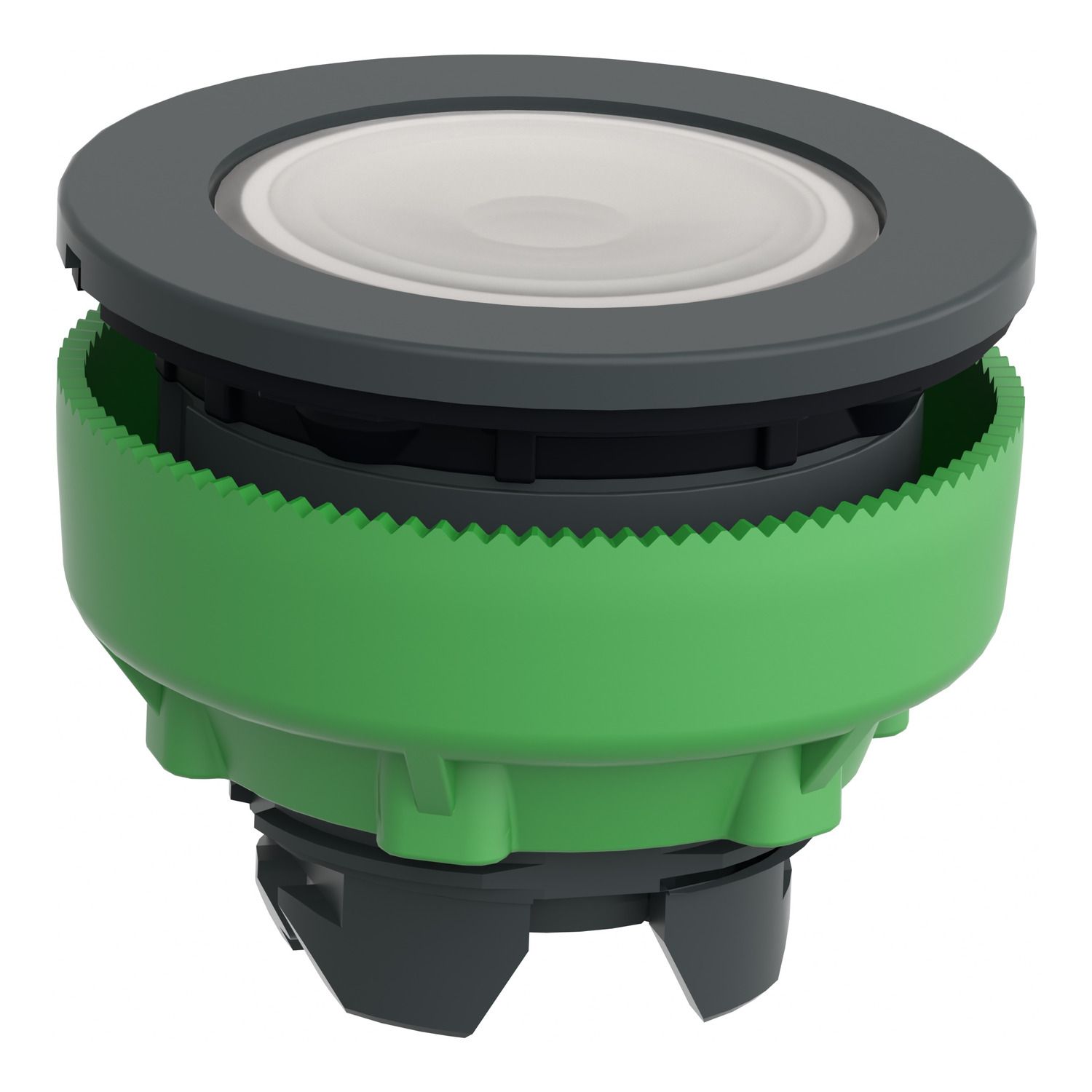 Picture of Head for illuminated push button, Harmony XB5, antimicrobial, plastic, white, 30mm, universal LED, plain lens