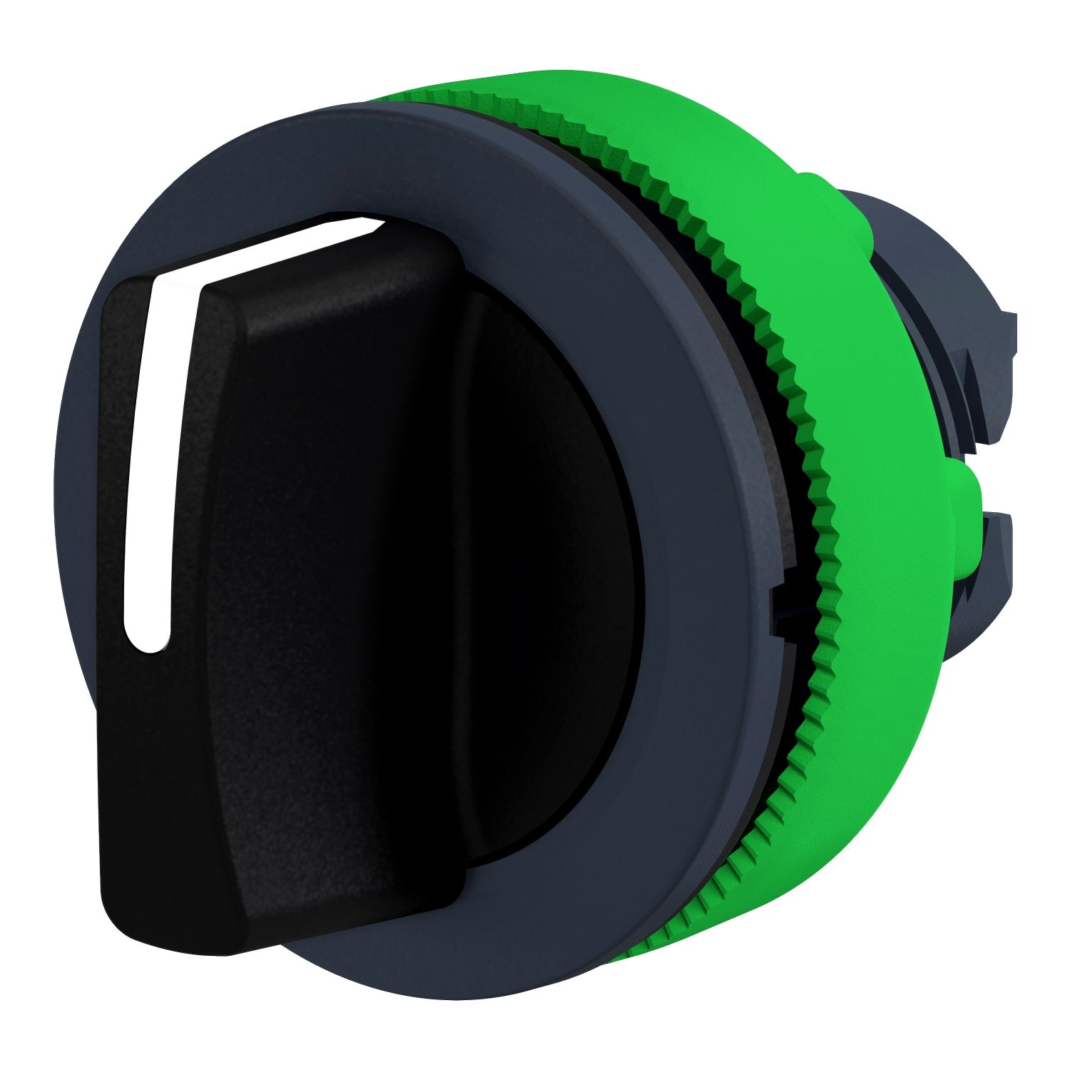 Picture of Head for selector switch, Harmony XB5, Antimicrobial flush mounted selector switch head, plastic, black, 30mm, 3 positions, spring return to center