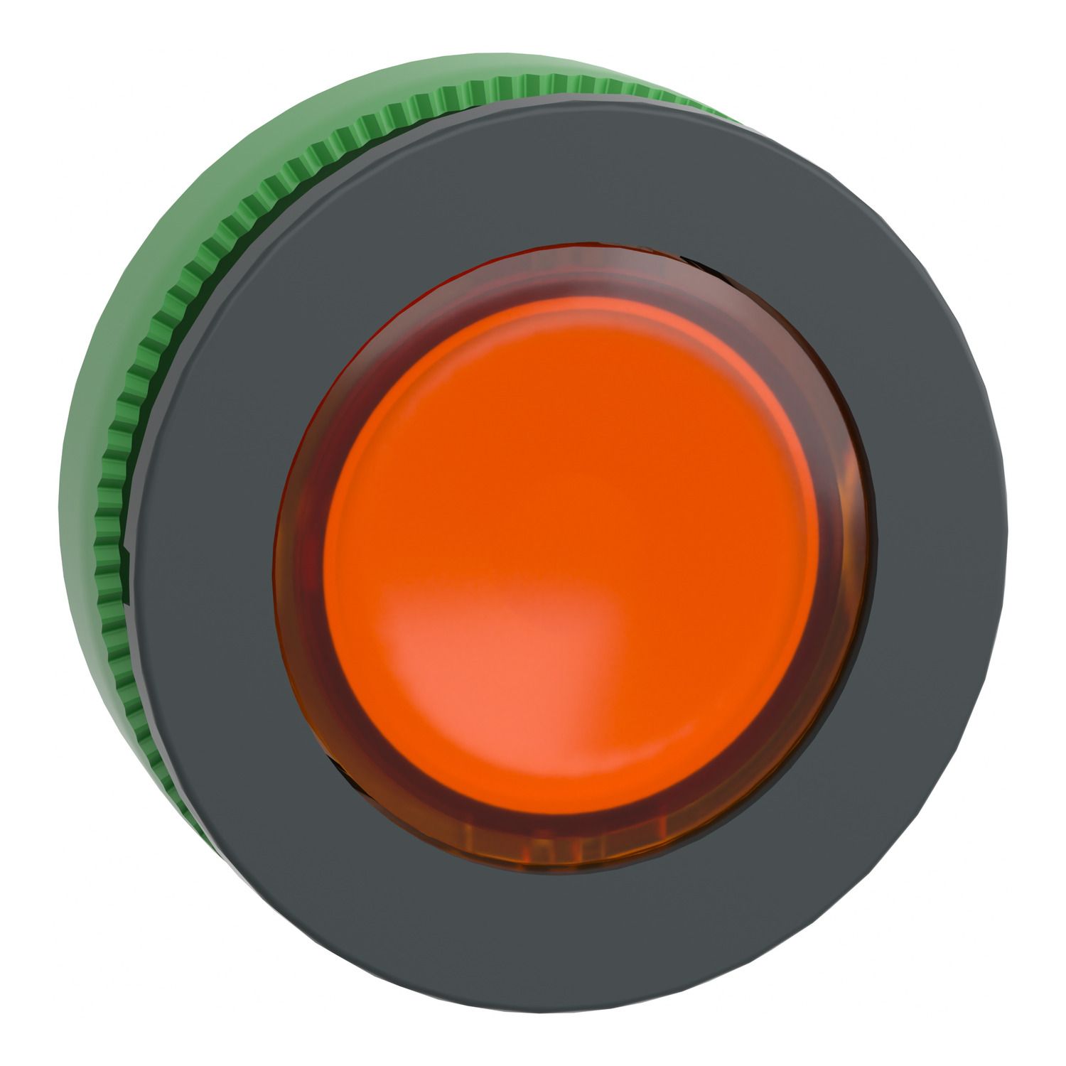 Picture of Head for illuminated push button, Harmony XB5, antimicrobial, plastic, orange, 30mm, universal LED, plain lens