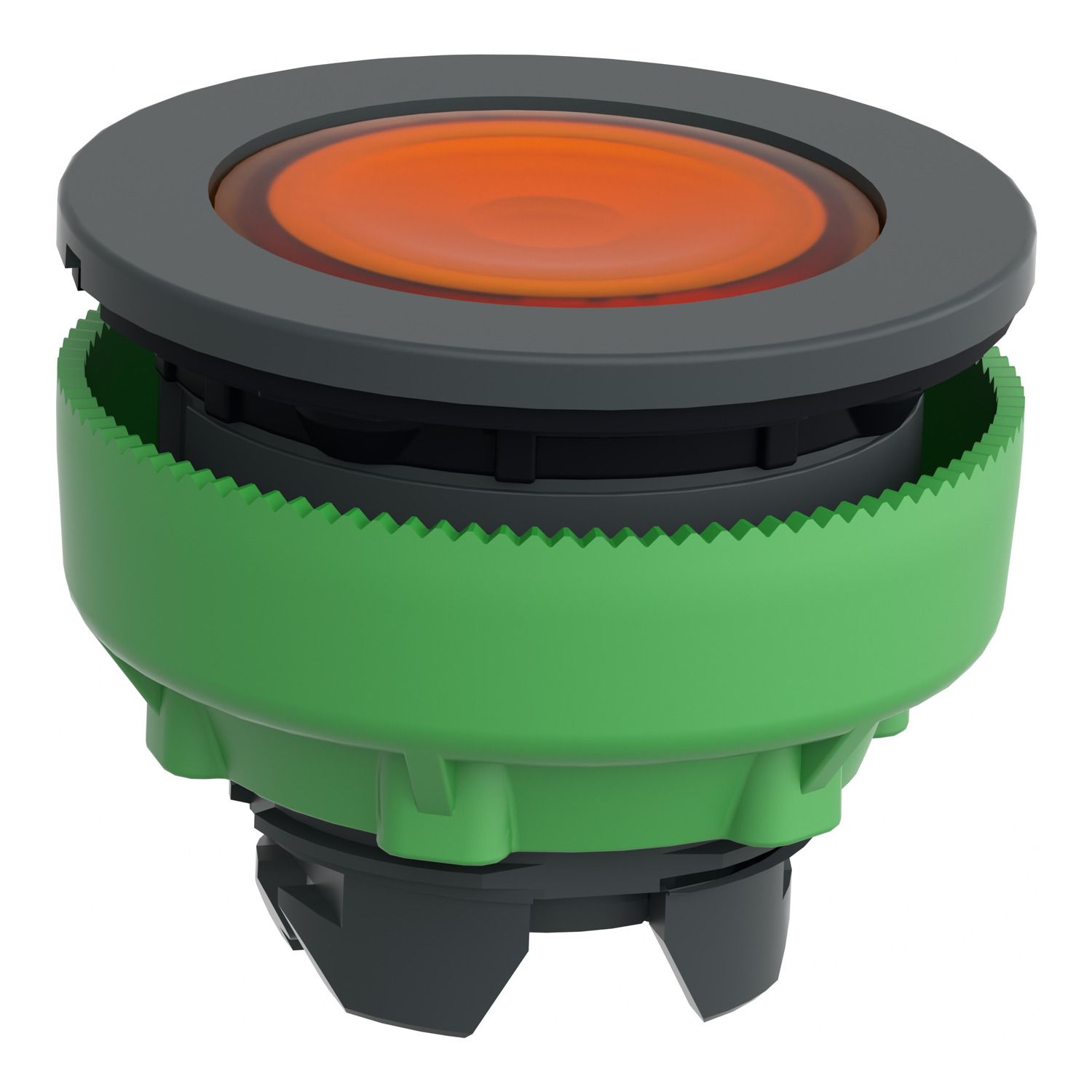 Picture of Head for illuminated push button, Harmony XB5, antimicrobial, plastic, orange, 30mm, universal LED, plain lens